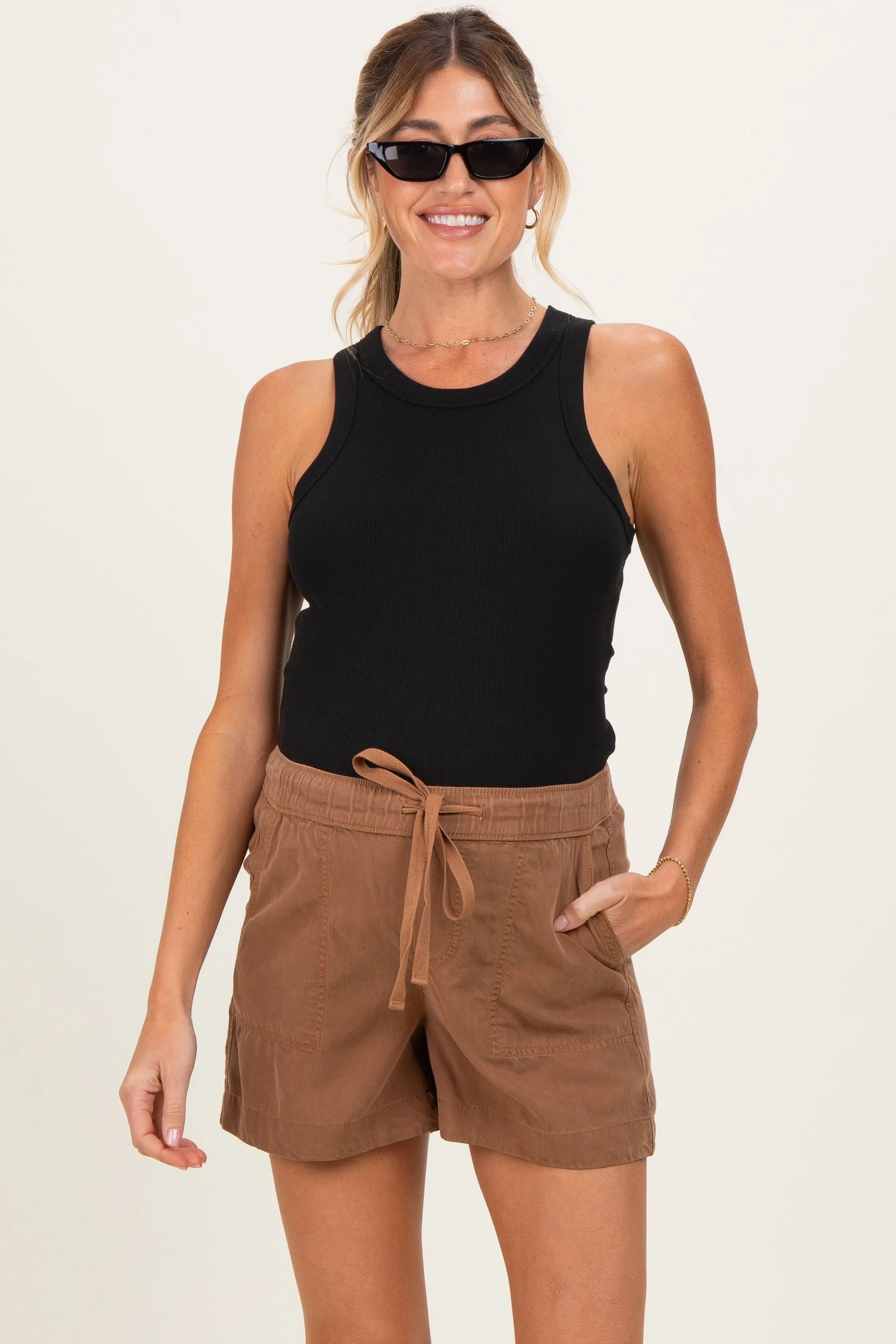 Brown Pull On Maternity Short sold by Pinkblush product image thumbnail 2