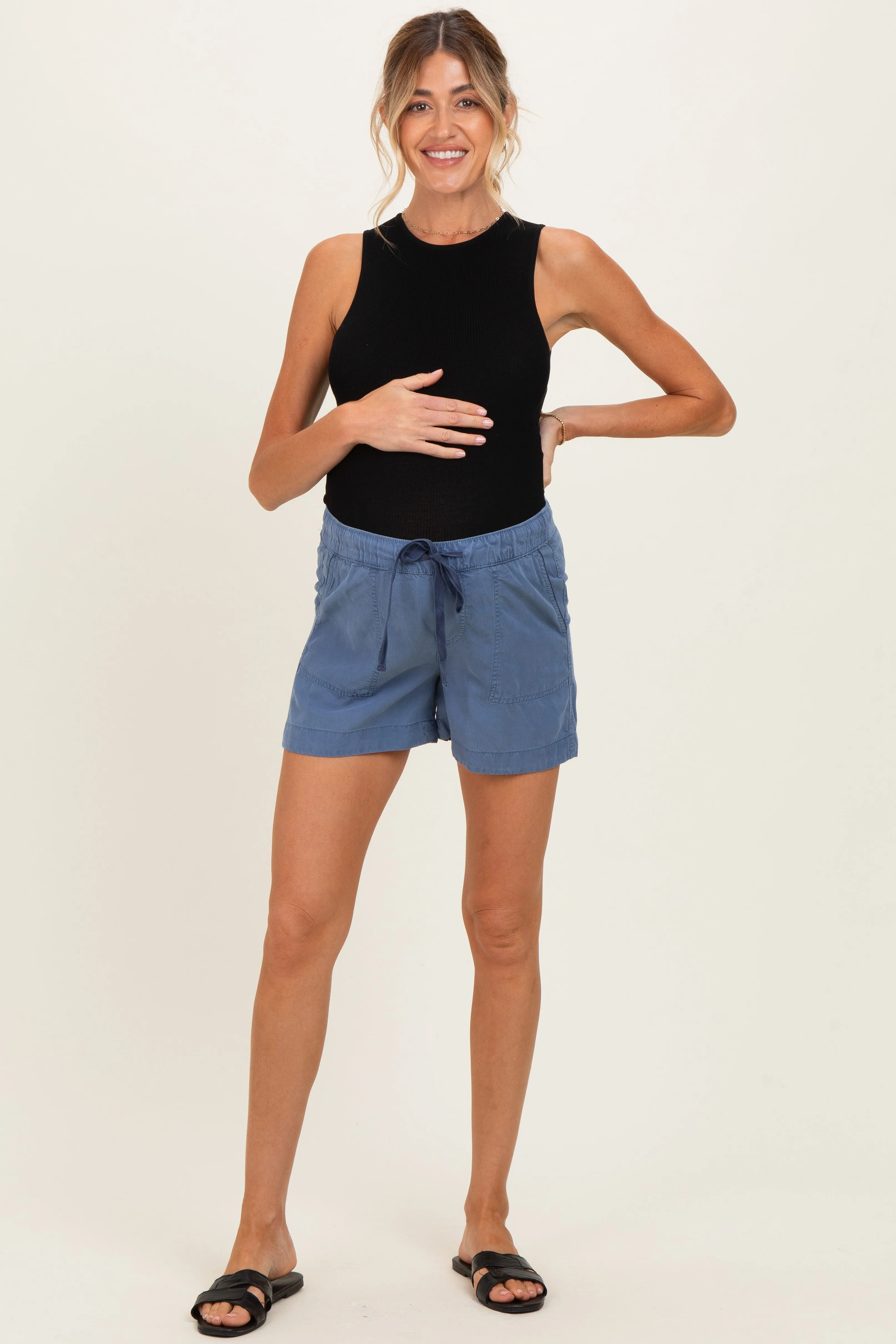Blue Pull On Maternity Short sold by Pinkblush product image thumbnail 2