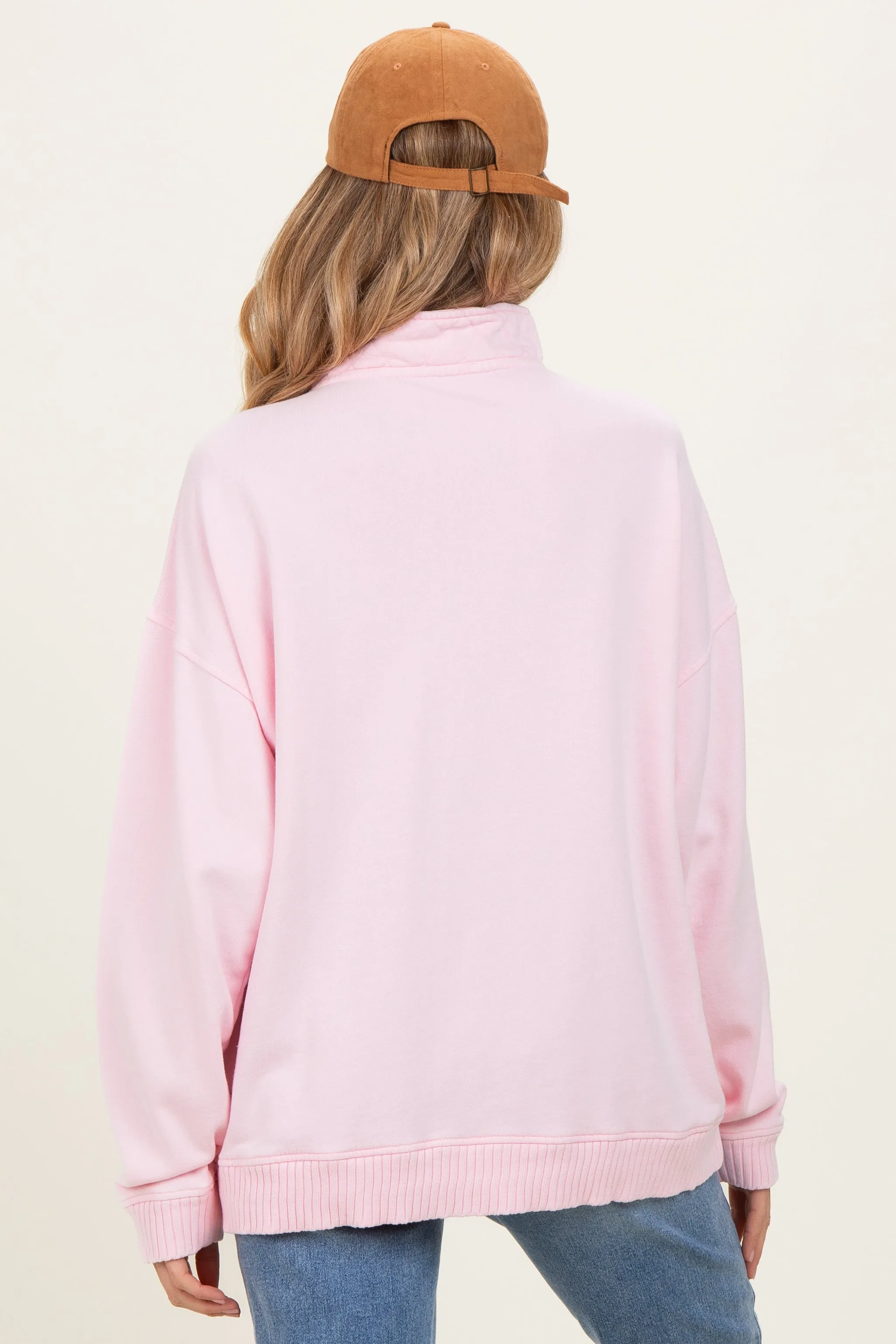 Light Pink Snap Collar Oversized Maternity Sweatshirt sold by Pinkblush product image thumbnail 4