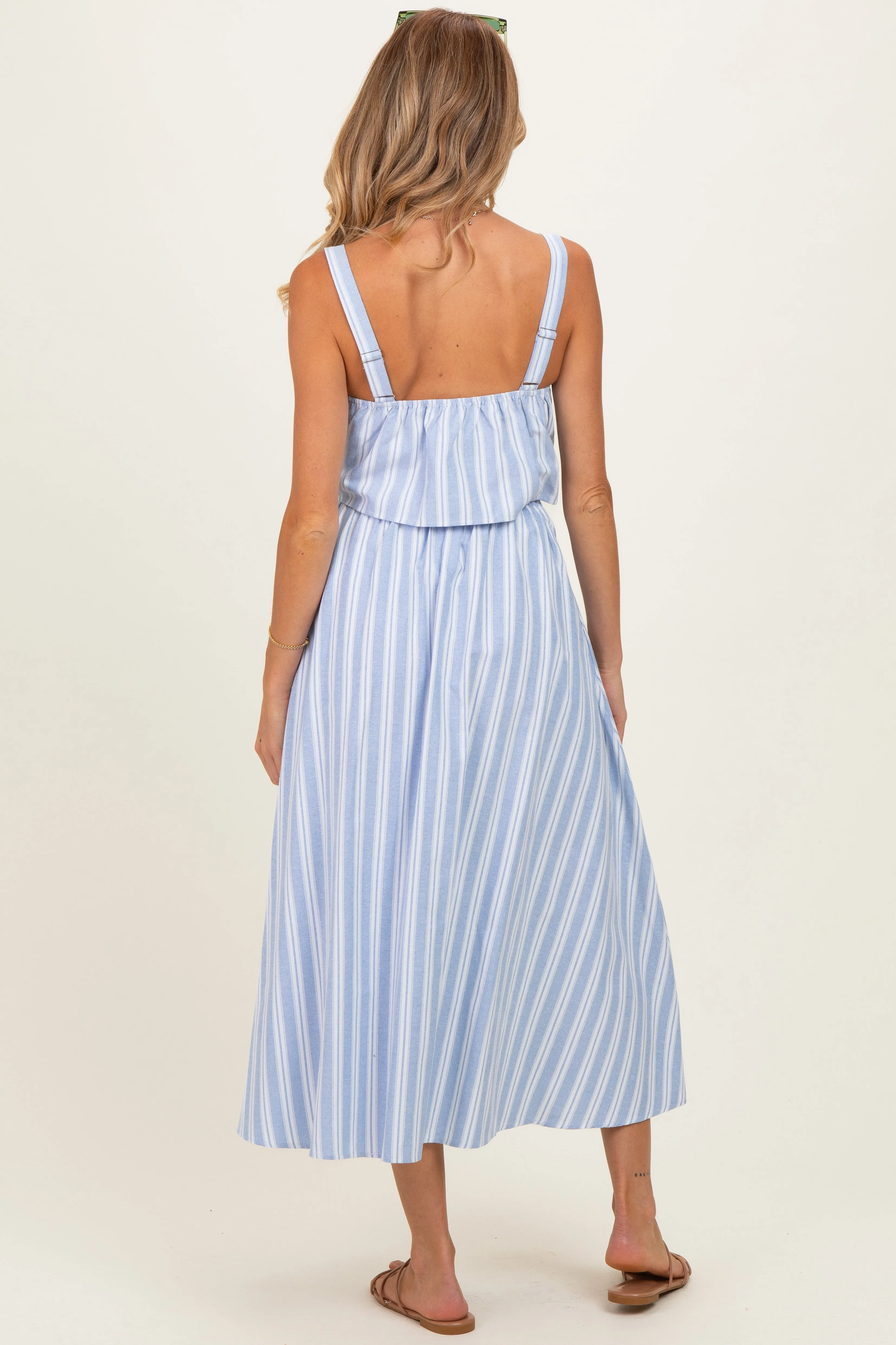 Blue Striped Crop Tank Midi Skirt Maternity Set sold by Pinkblush product image thumbnail 4