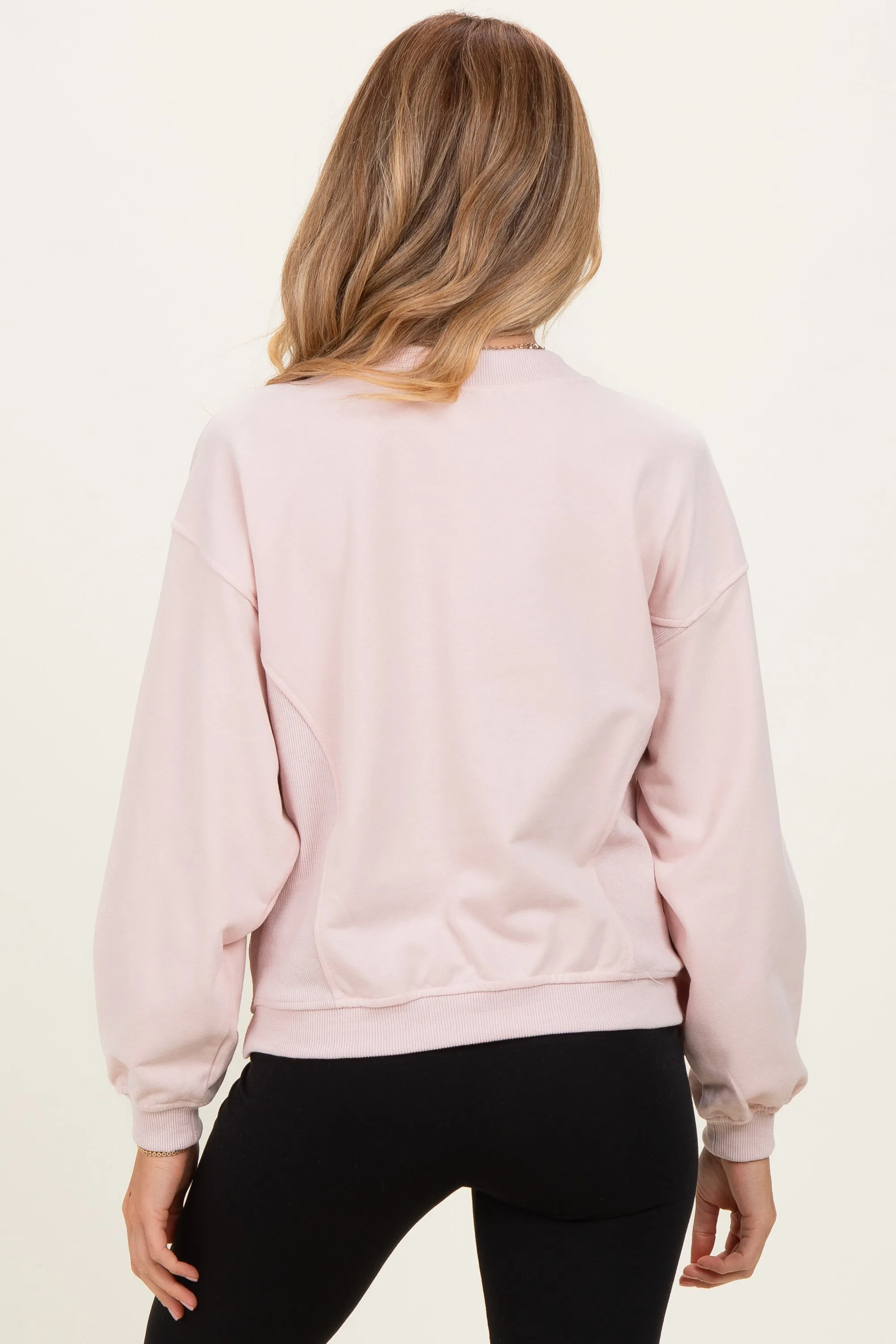 Light Pink Relaxed Crewneck Maternity Pullover sold by Pinkblush product image thumbnail 4