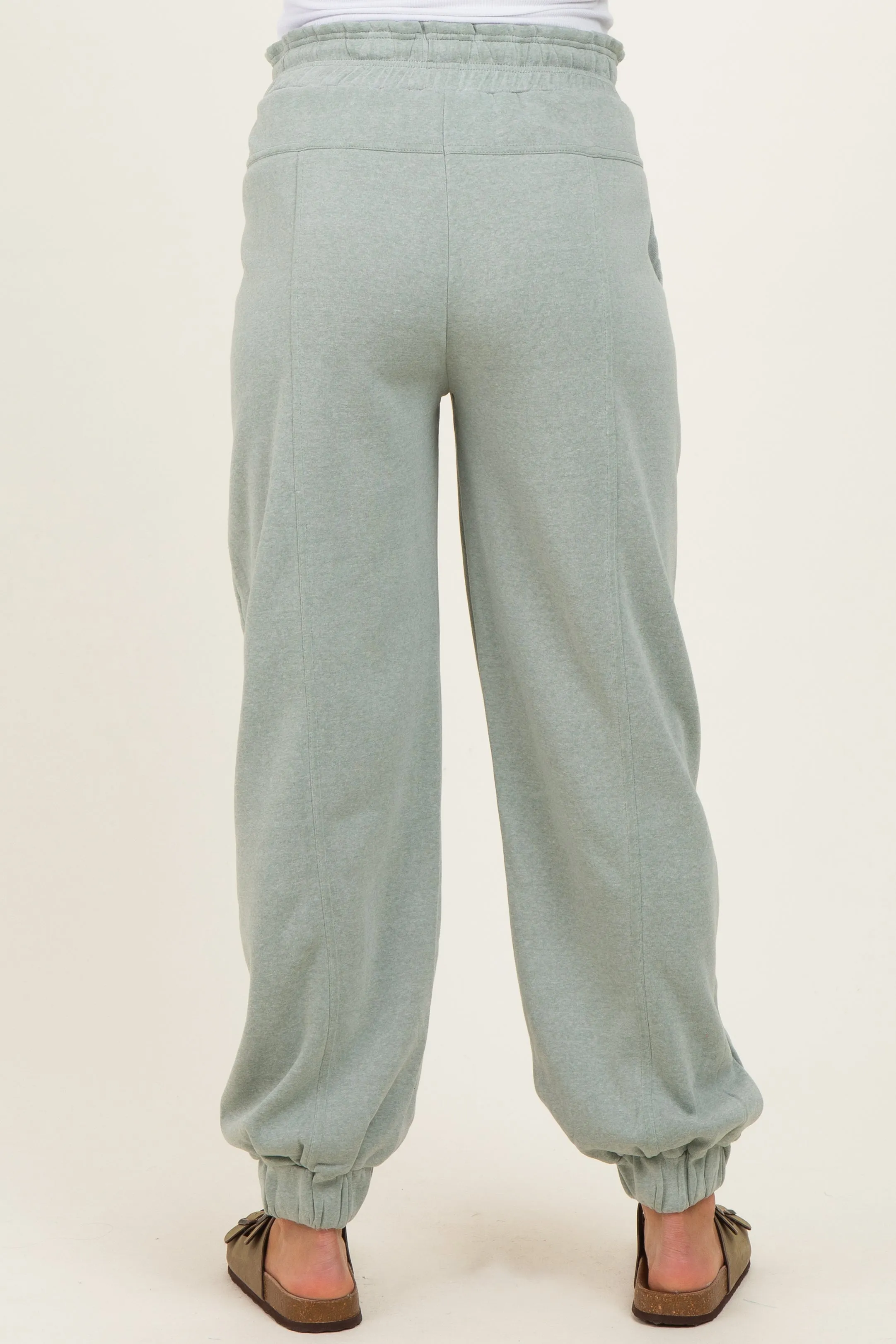 Sage Ruffle Waist Burnout Maternity Jogger Pants sold by Pinkblush product image thumbnail 4