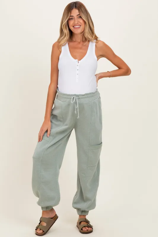 Sage Ruffle Waist Burnout Maternity Jogger Pants made by HYFVE