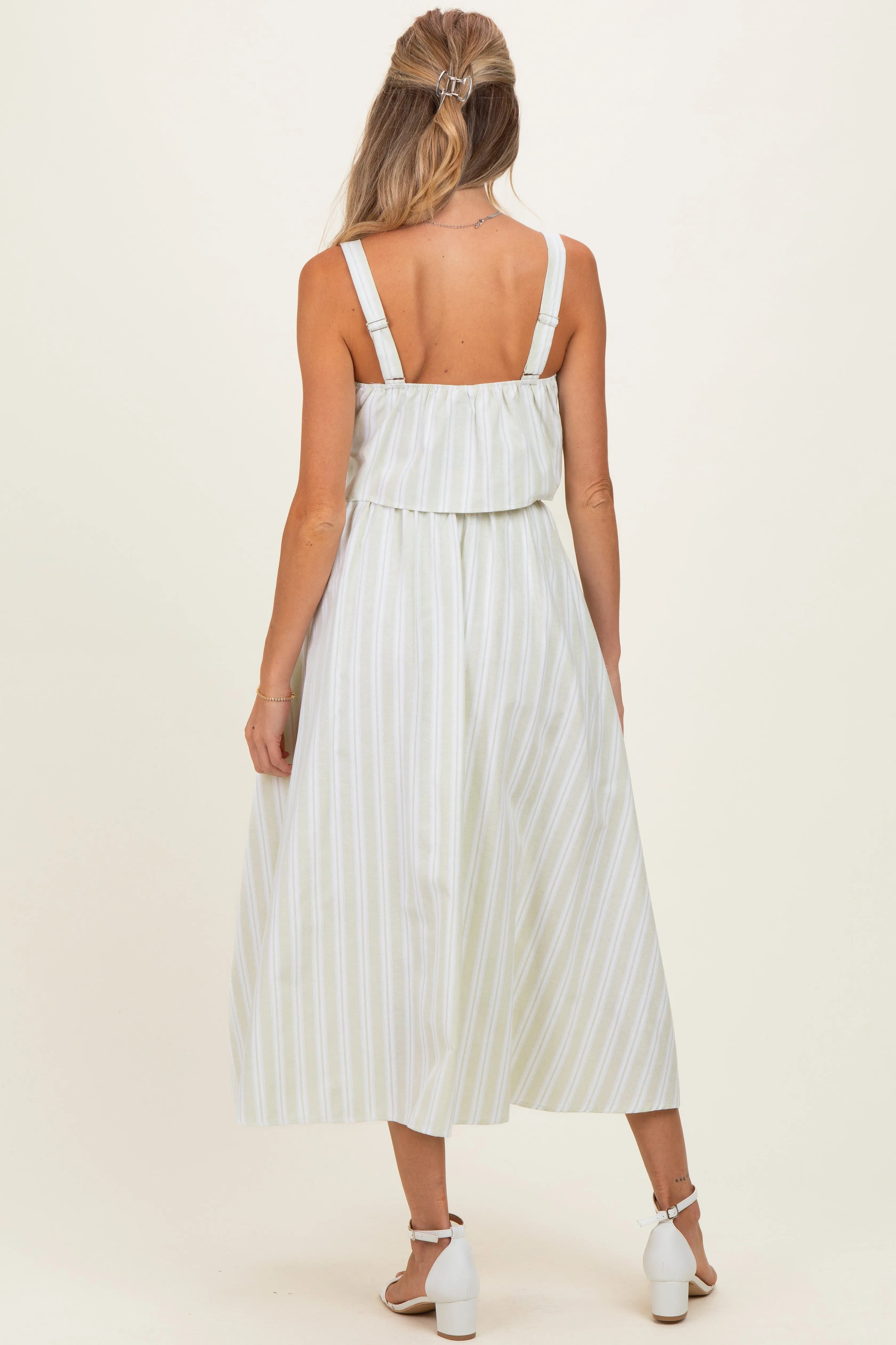 Mint Striped Crop Tank Midi Skirt Maternity Set sold by Pinkblush product image thumbnail 3