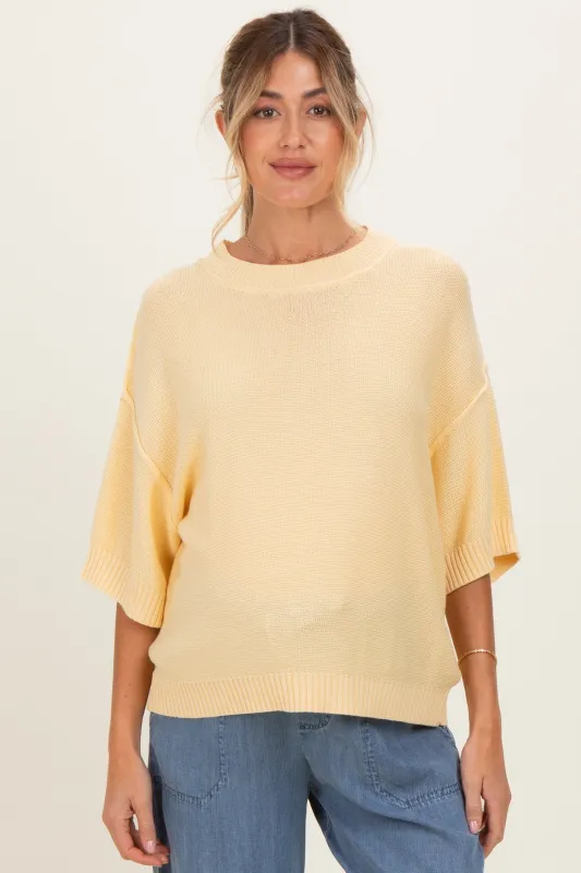 Yellow Oversize Cut Sweater Maternity Top With Raw Edge made by BE COOL