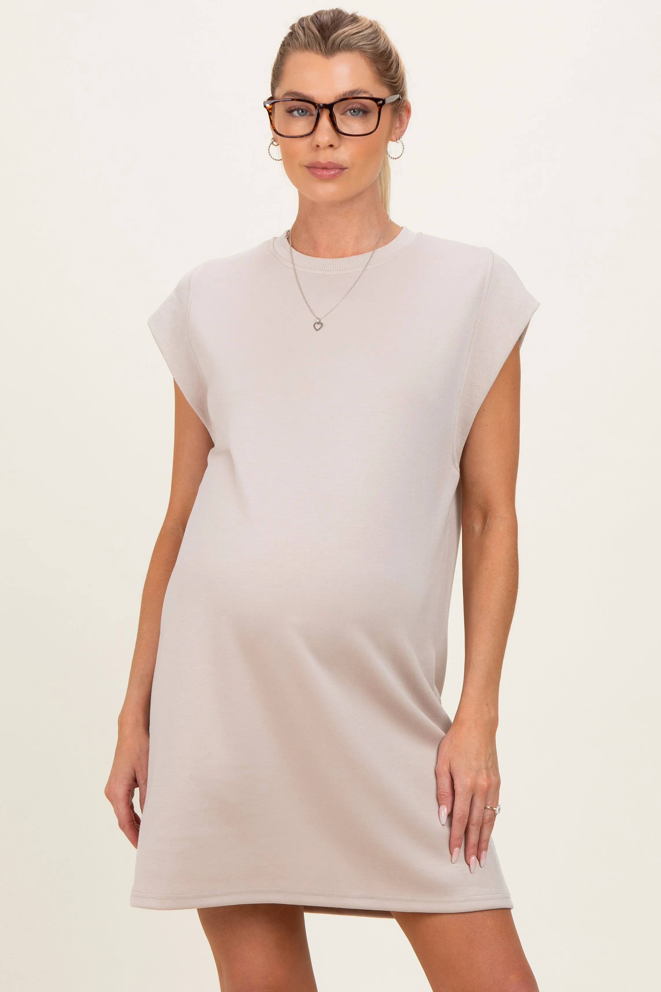 Almond Cap Sleeve Maternity Mini Dress sold by Pinkblush product image thumbnail 2