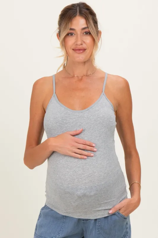 Heather Grey Basic Adjustable Strap Maternity Cami made by Active Basic