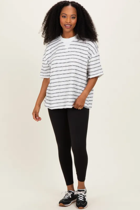 Black Oversized Striped Short Sleeve Top made by HYFVE