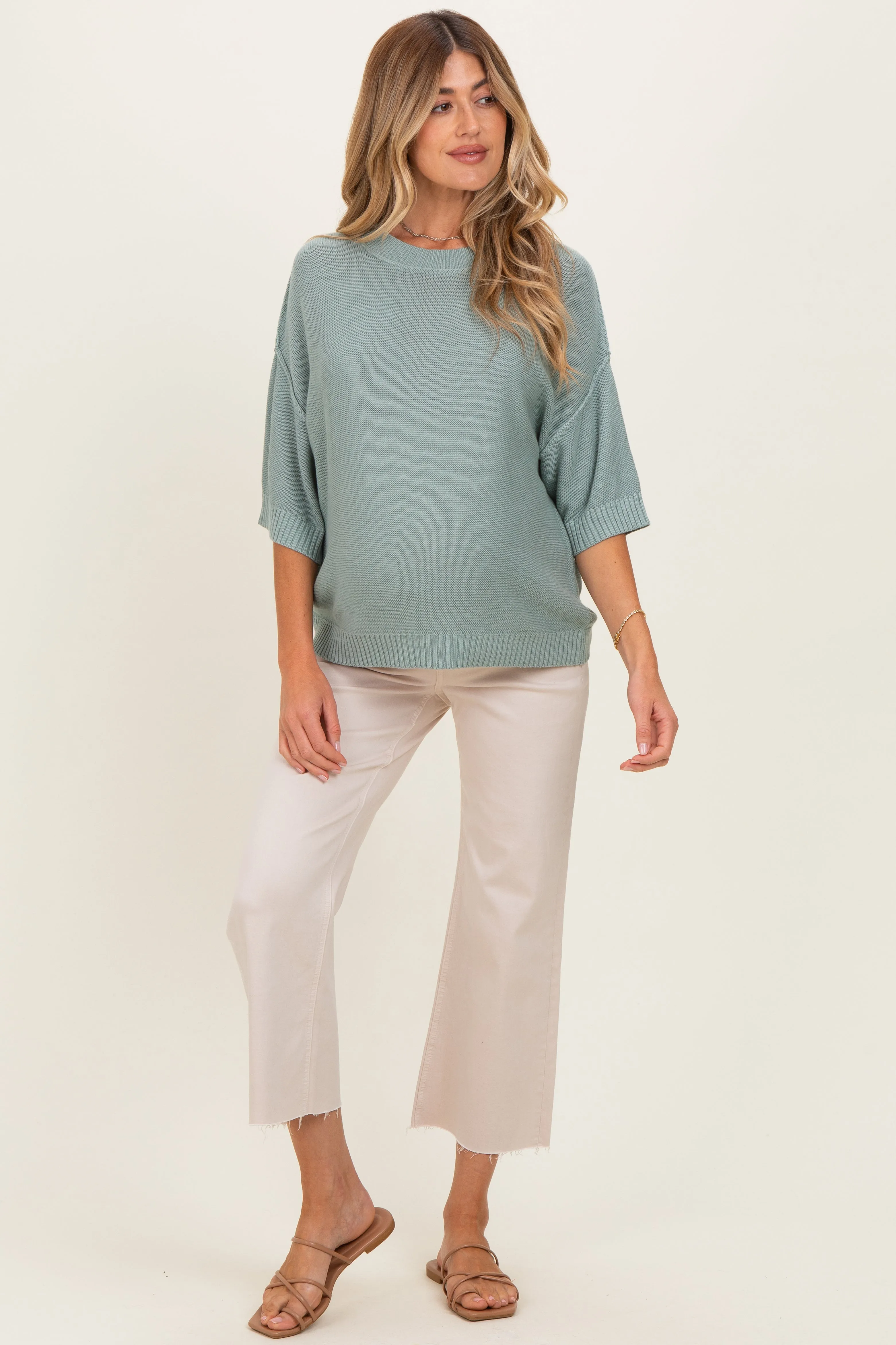Jade Oversize Cut Sweater Maternity Top With Raw Edge sold by Pinkblush product image thumbnail 3