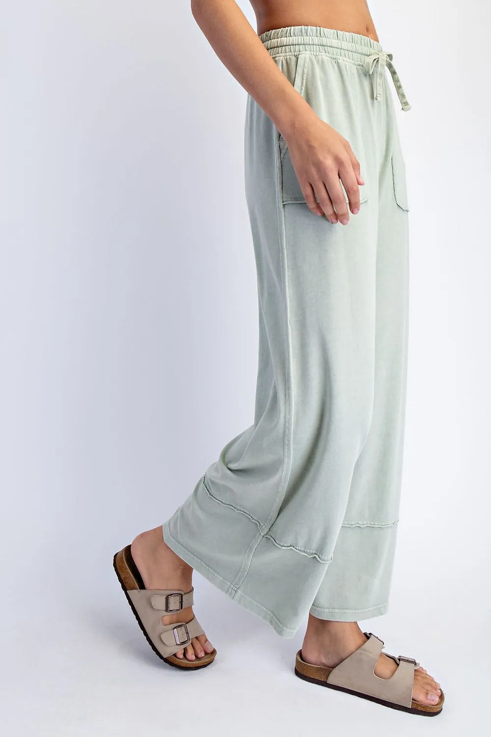 Mint Mineral Wash Wide Leg Ankle Pants sold by Pinkblush product image thumbnail 3