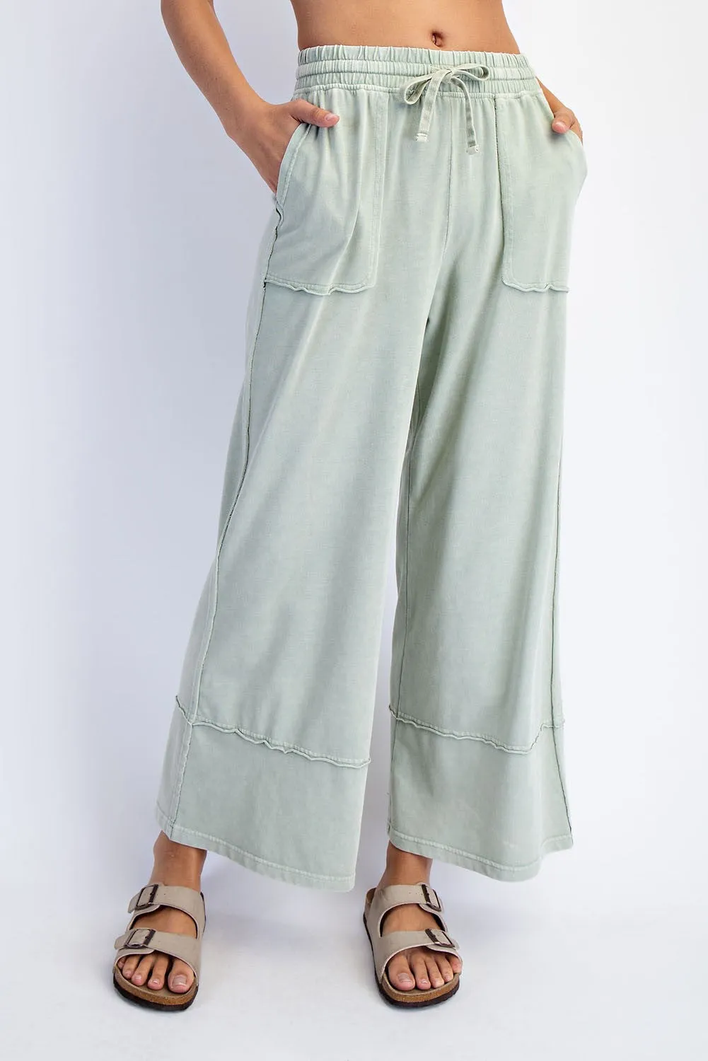 Mint Mineral Wash Wide Leg Ankle Pants sold by Pinkblush product image thumbnail 2
