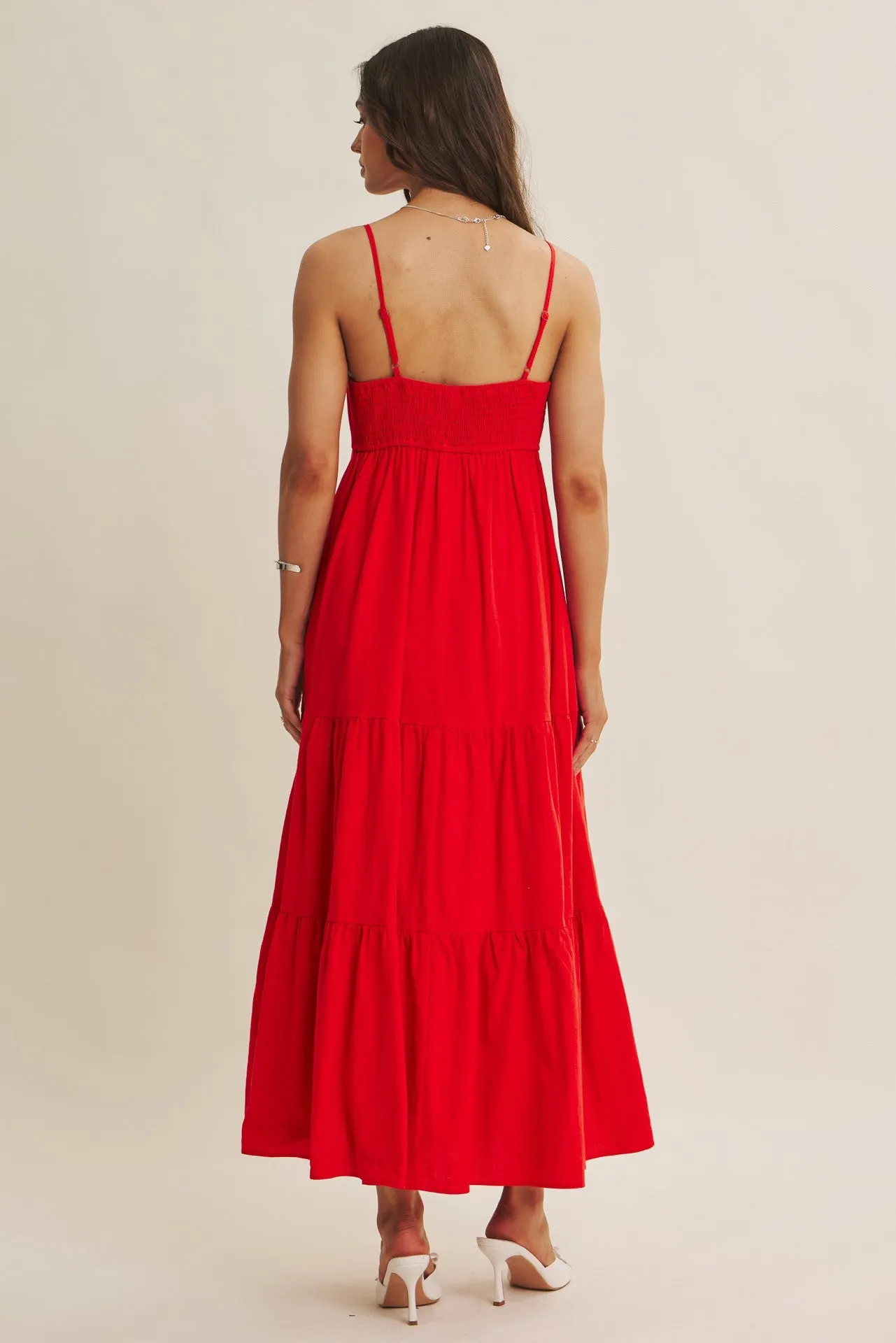 Tomato Red Tiered Maxi Dress sold by Pinkblush product image thumbnail 4