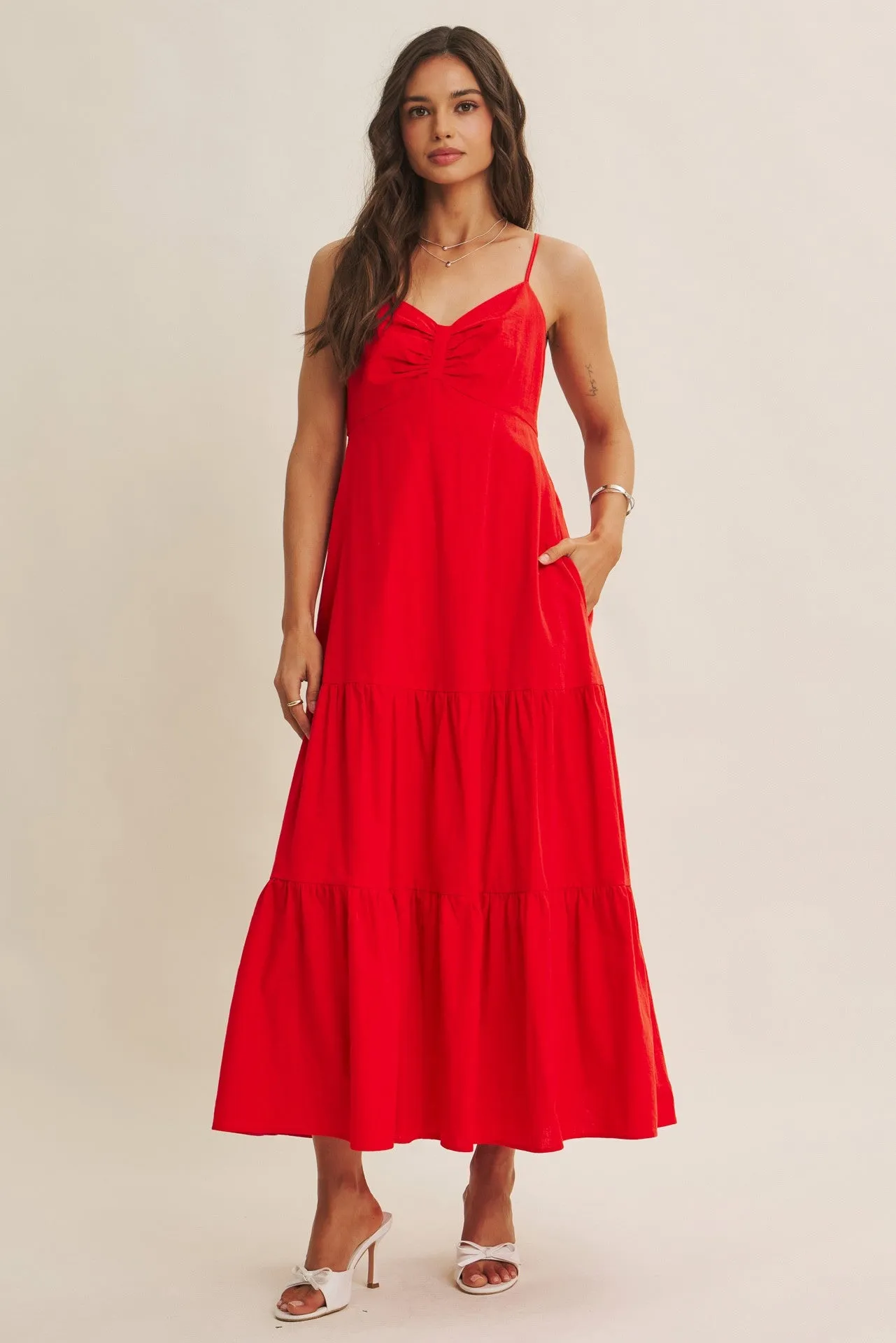 Tomato Red Tiered Maxi Dress sold by Pinkblush product image thumbnail 2