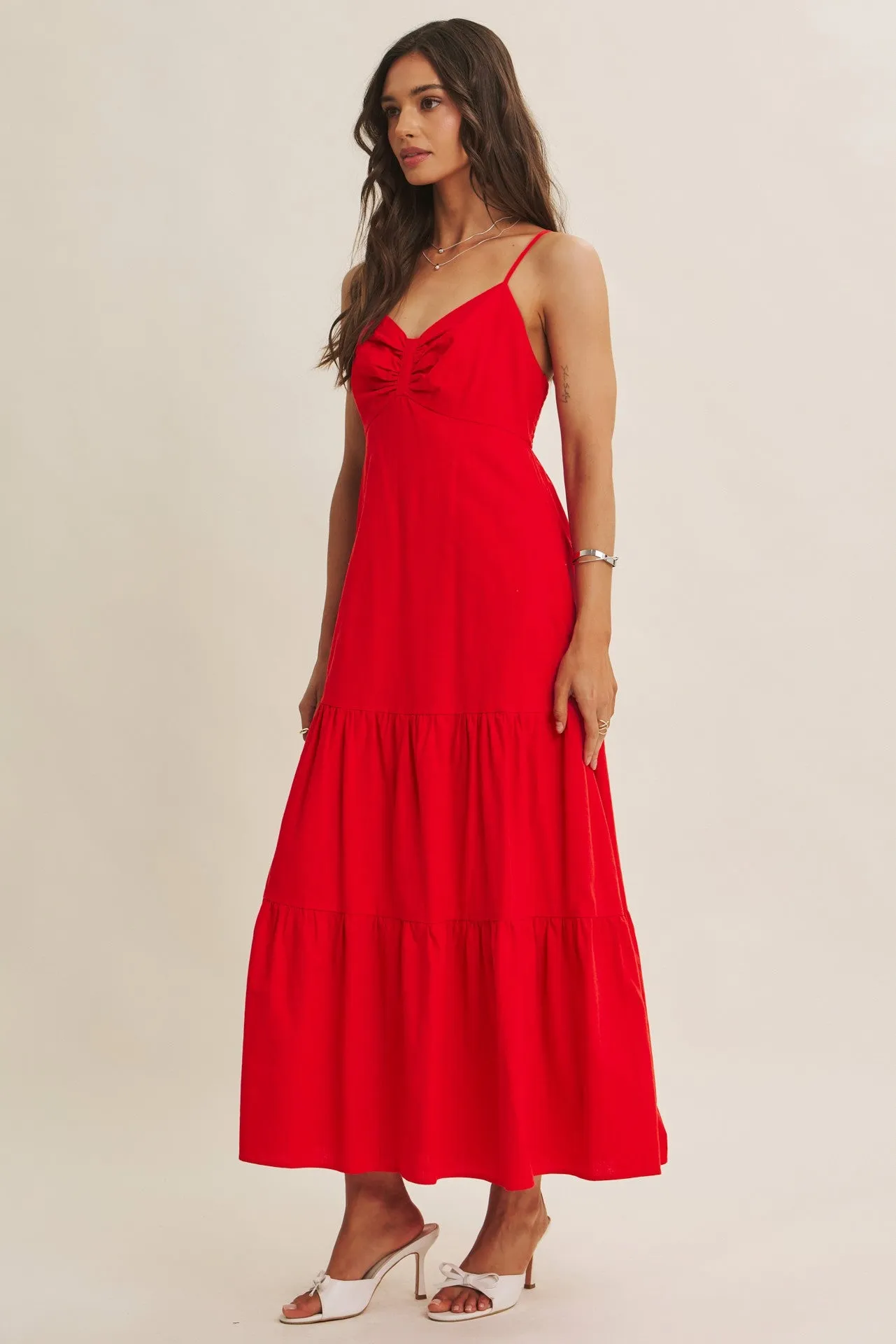Tomato Red Tiered Maxi Dress sold by Pinkblush product image thumbnail 3