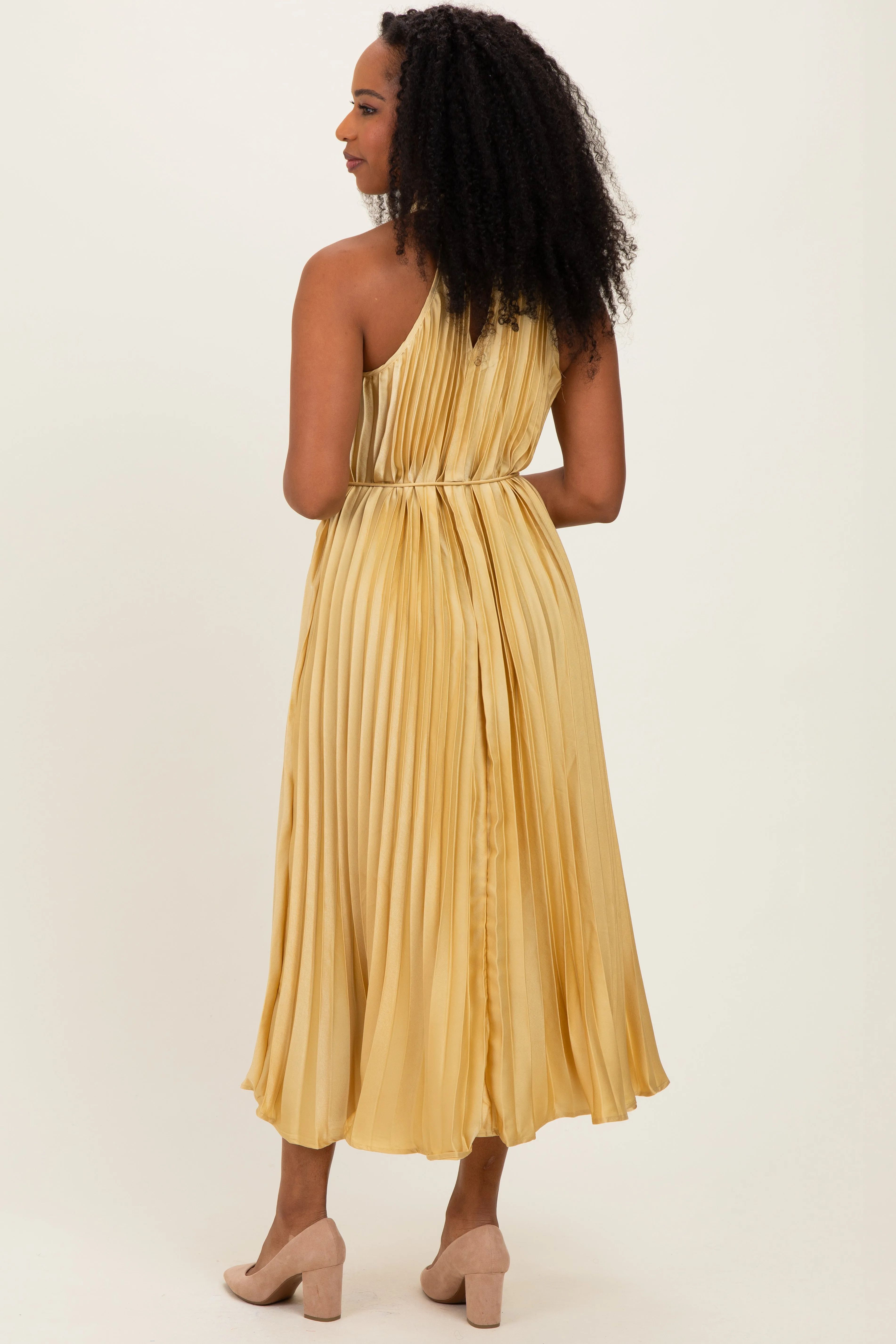 Yellow Pleated Halter Dress sold by Pinkblush product image thumbnail 3