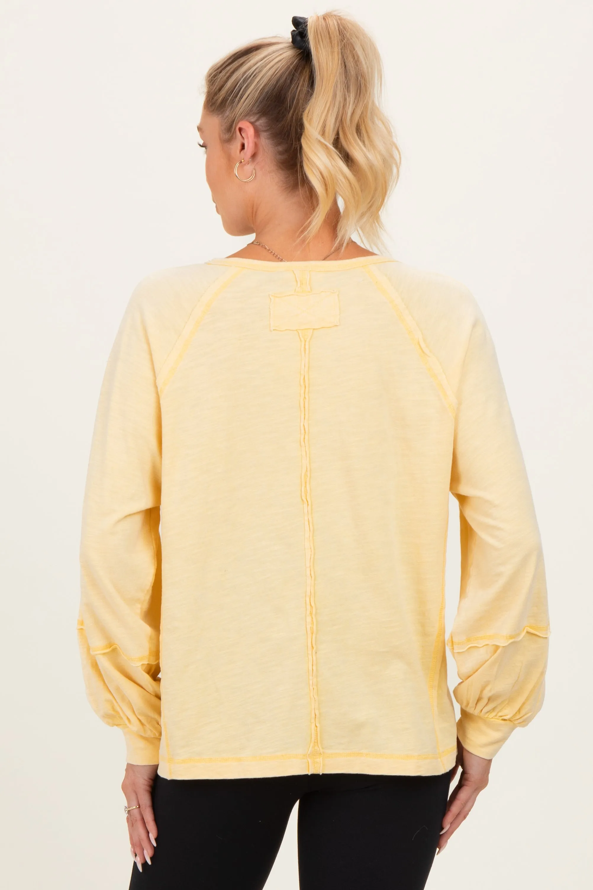 Cream Yellow Mineral Wash Exposed Seam Maternity Top sold by Pinkblush product image thumbnail 4
