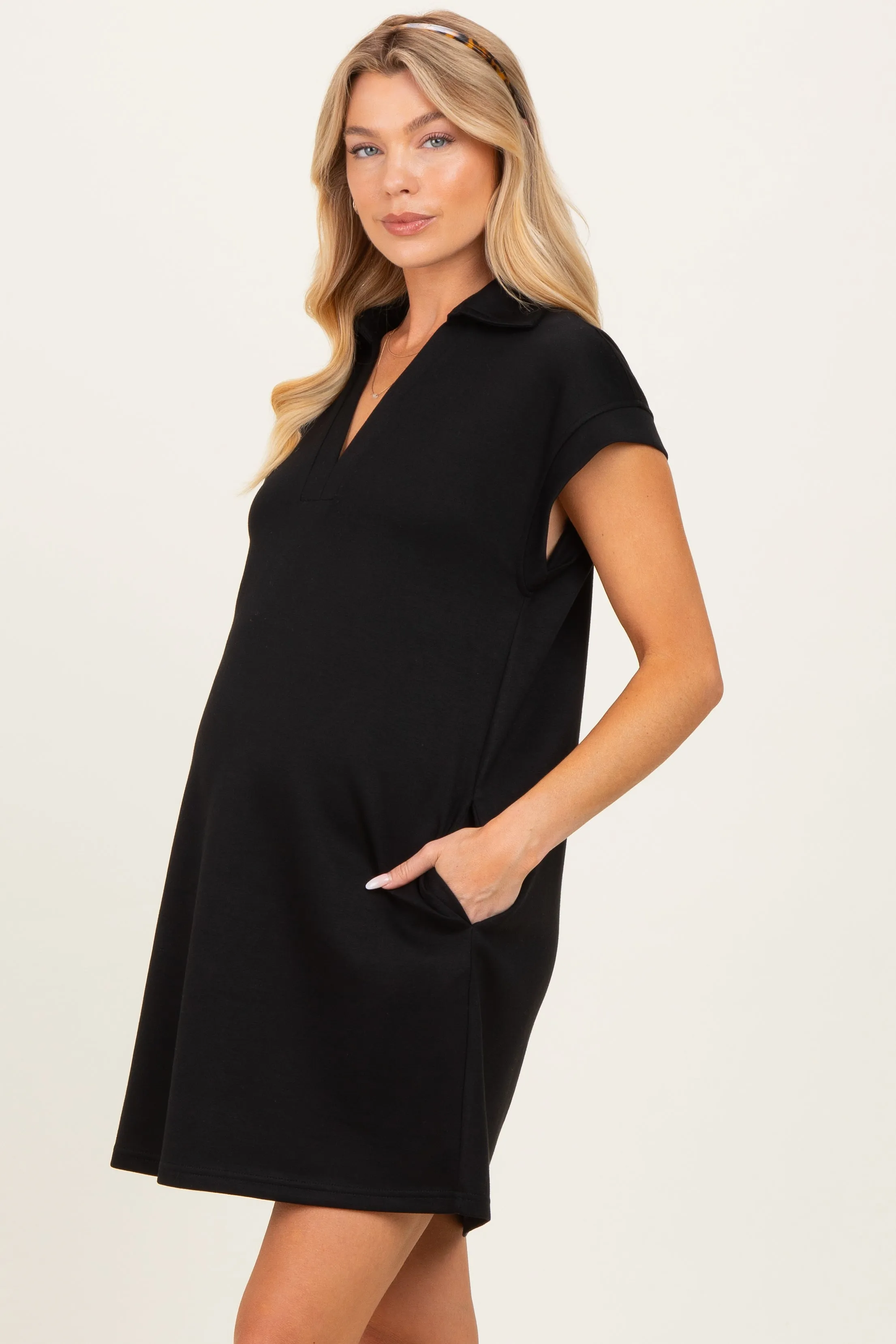 Black Collared Maternity Pocket Dress sold by Pinkblush product image thumbnail 2