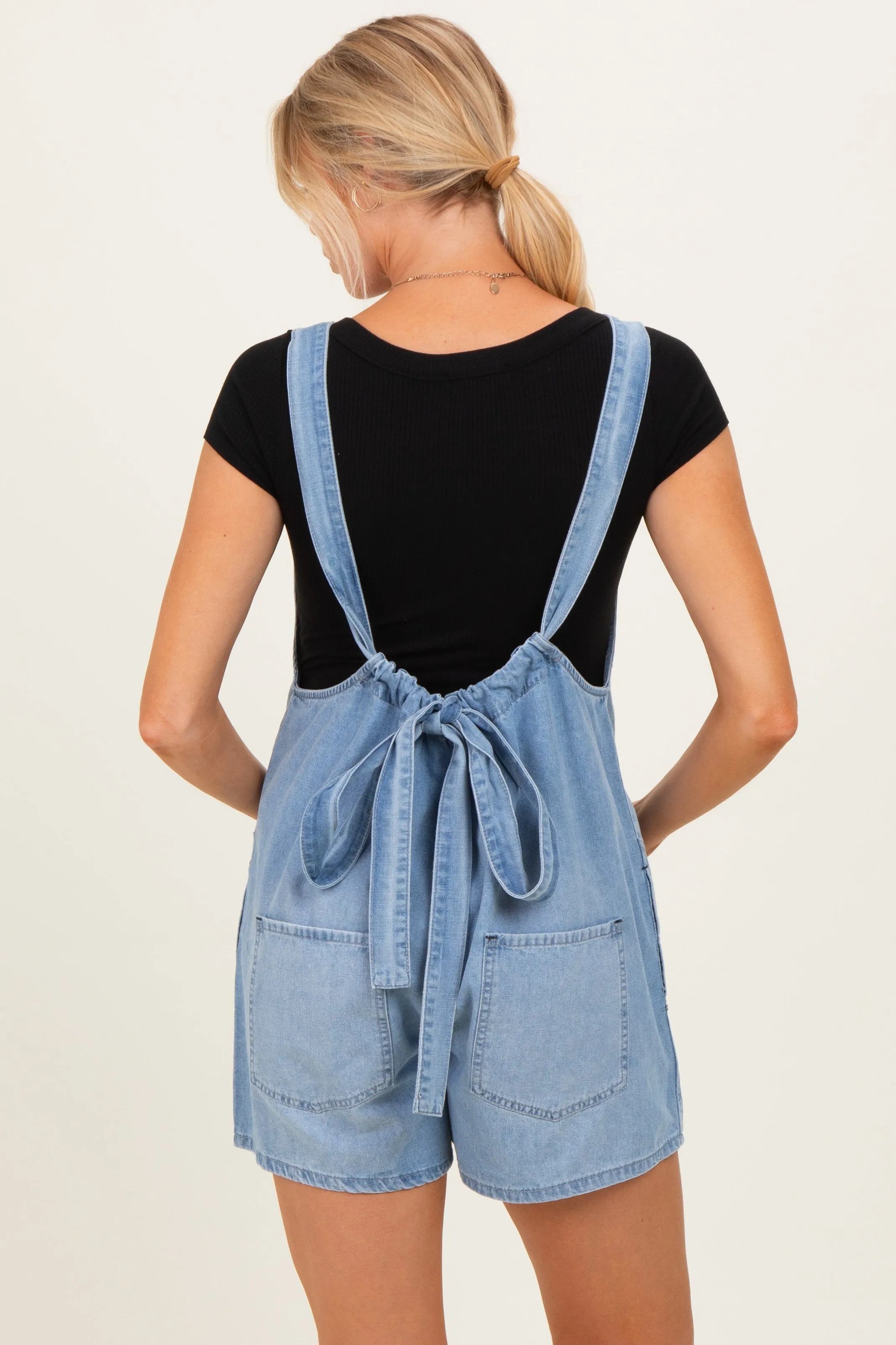 Light Blue Denim Shortall Maternity Romper sold by Pinkblush product image thumbnail 5