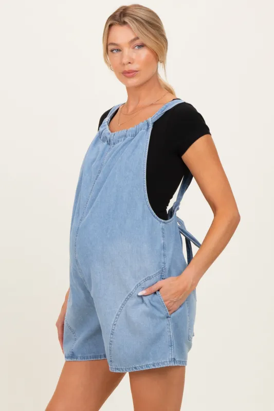 Light Blue Denim Shortall Maternity Romper made by Bluivy