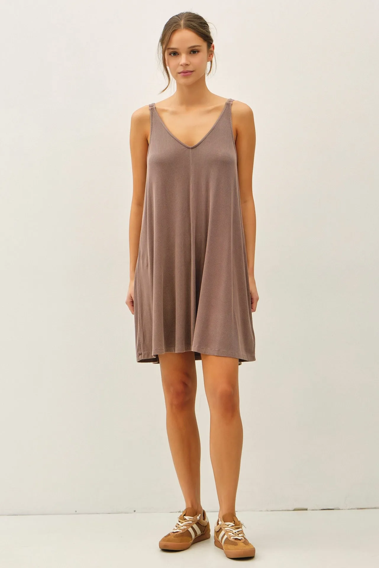 Brown Ribbed Sleeveless Front Seam Maternity Dress sold by Pinkblush product image thumbnail 5