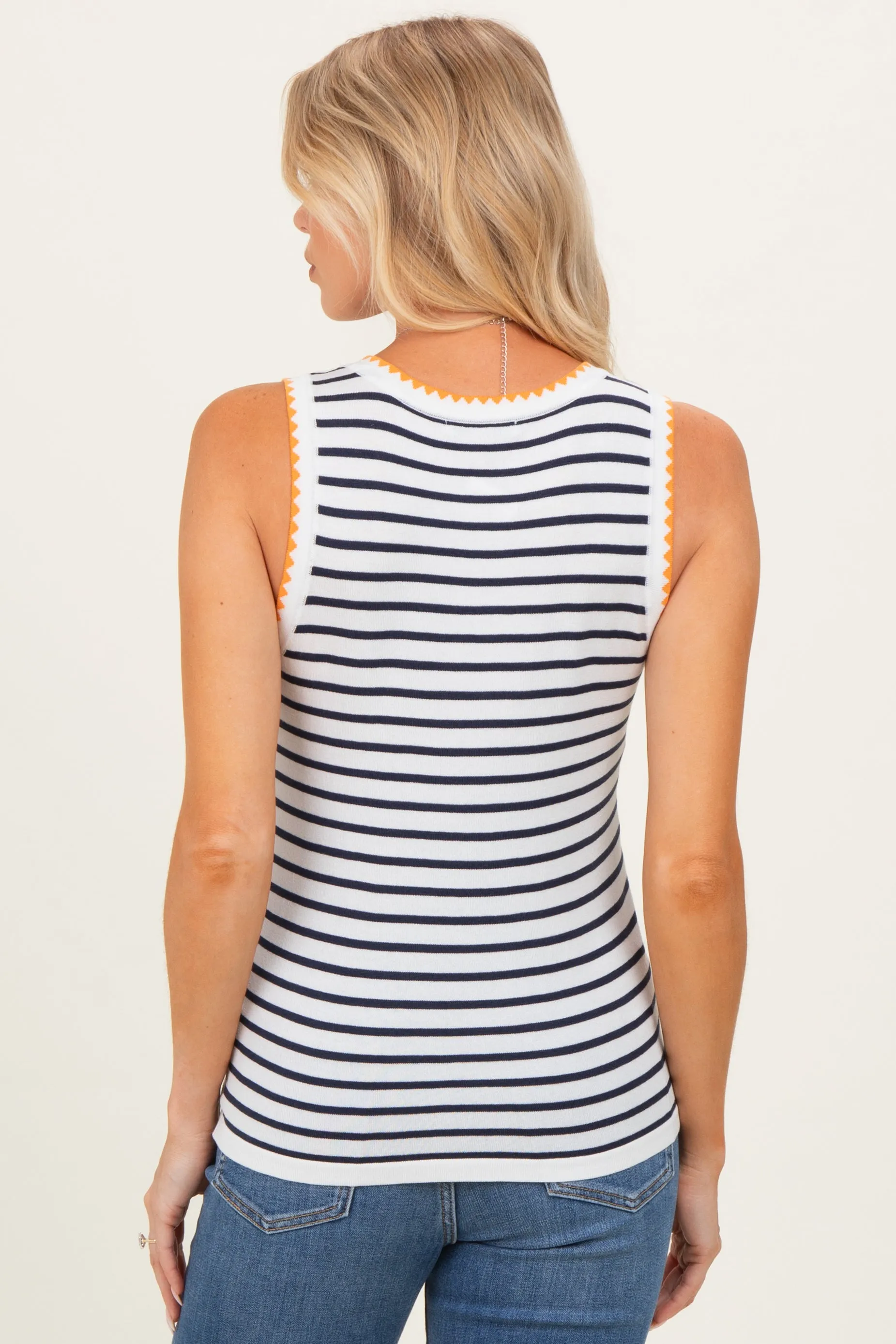 Navy Striped Stitch Detail Maternity Knit Tank sold by Pinkblush product image thumbnail 4