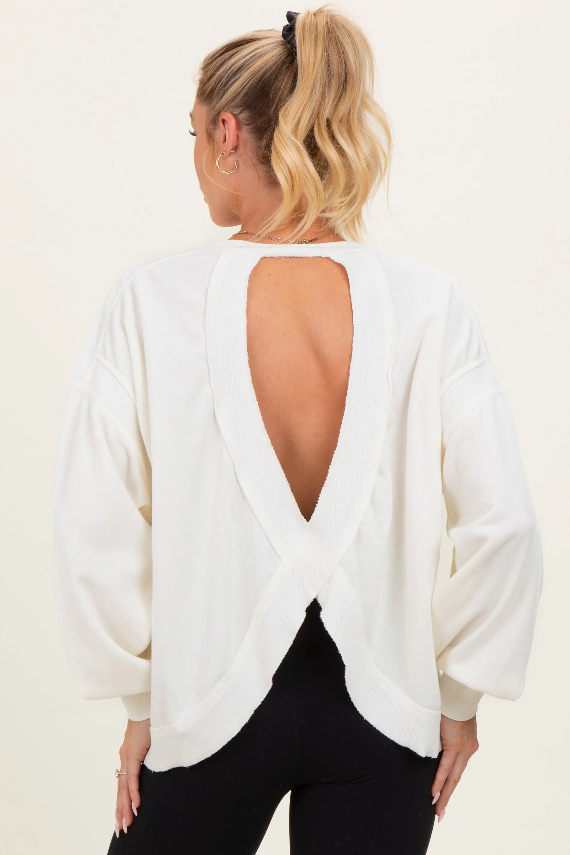Cream Oversized Cutout Back Maternity Sweatshirt sold by Pinkblush product image thumbnail 4