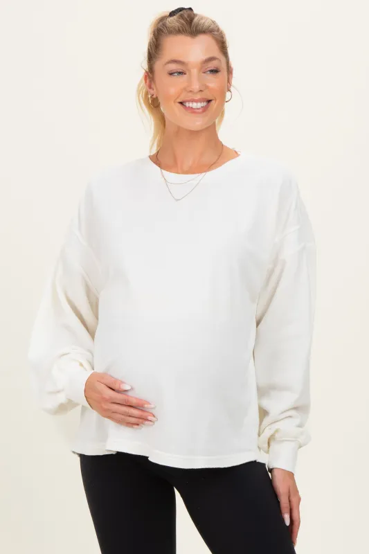 Cream Oversized Cutout Back Maternity Sweatshirt made by HYFVE