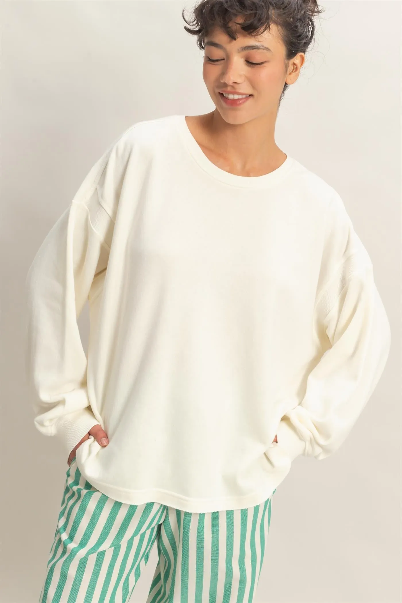 Cream Oversized Cutout Back Maternity Sweatshirt sold by Pinkblush product image thumbnail 5