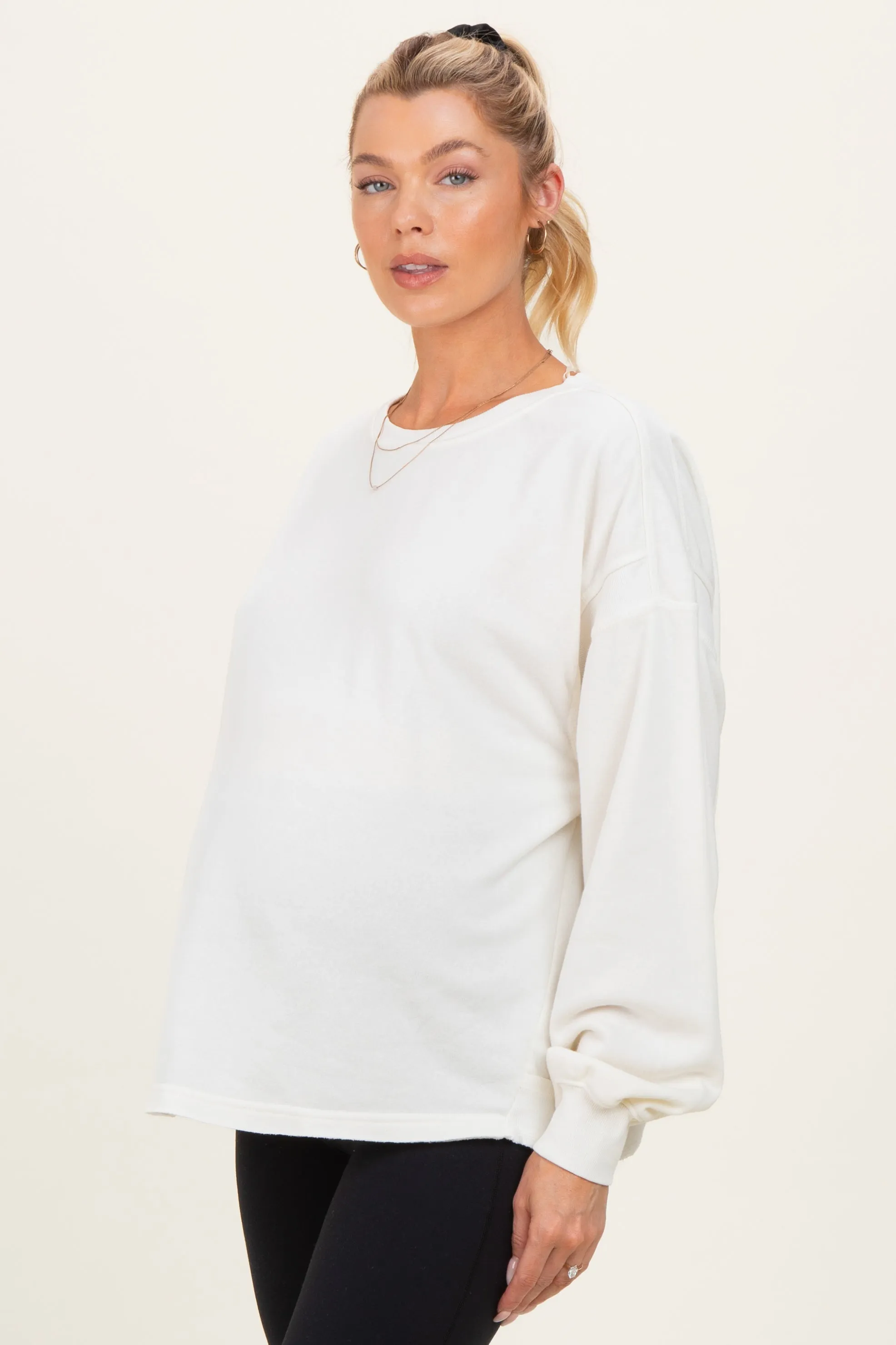 Cream Oversized Cutout Back Maternity Sweatshirt sold by Pinkblush product image thumbnail 3