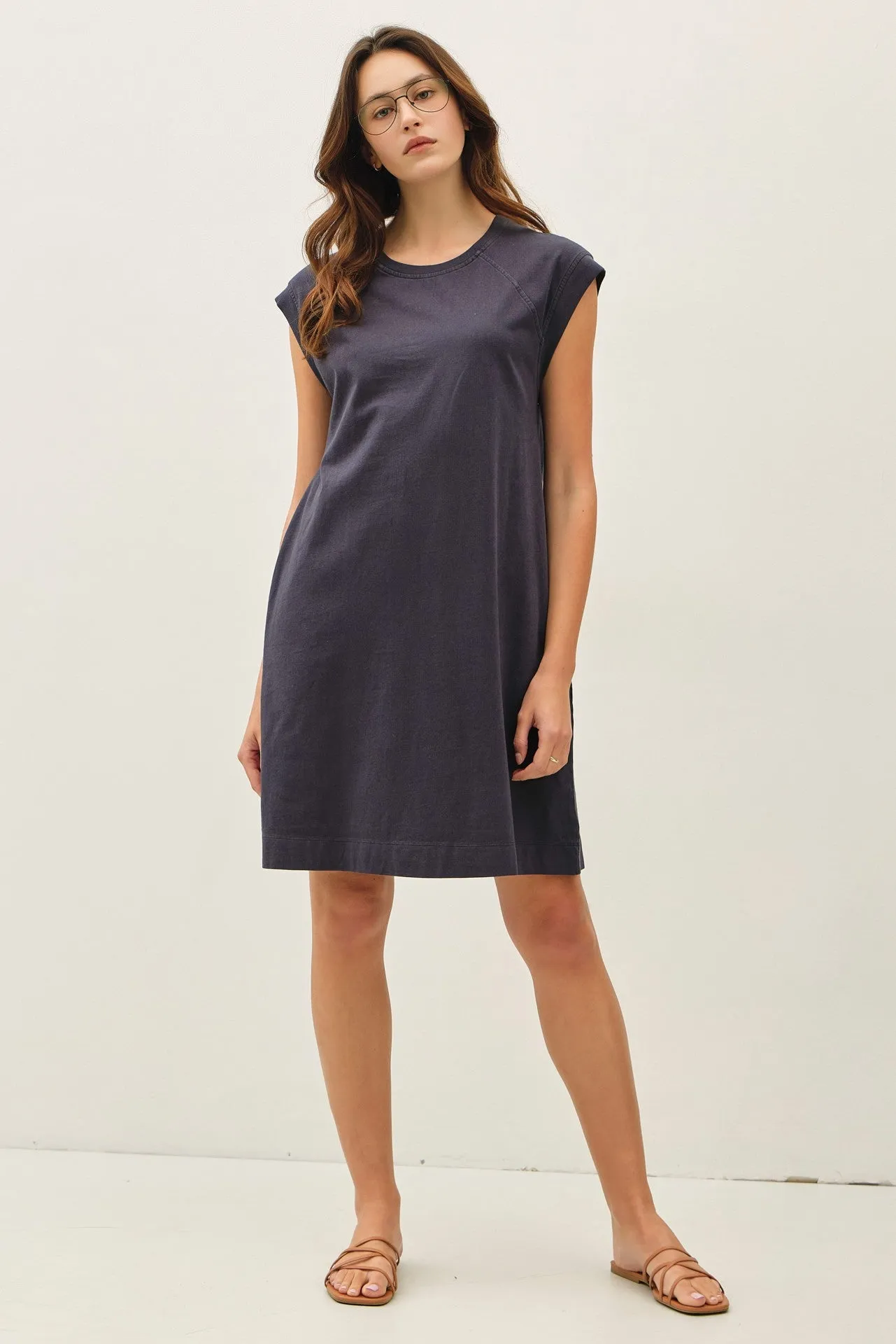 Charcoal Garment Washed Casual Capped Sleeve Maternity Dress sold by Pinkblush product image thumbnail 4