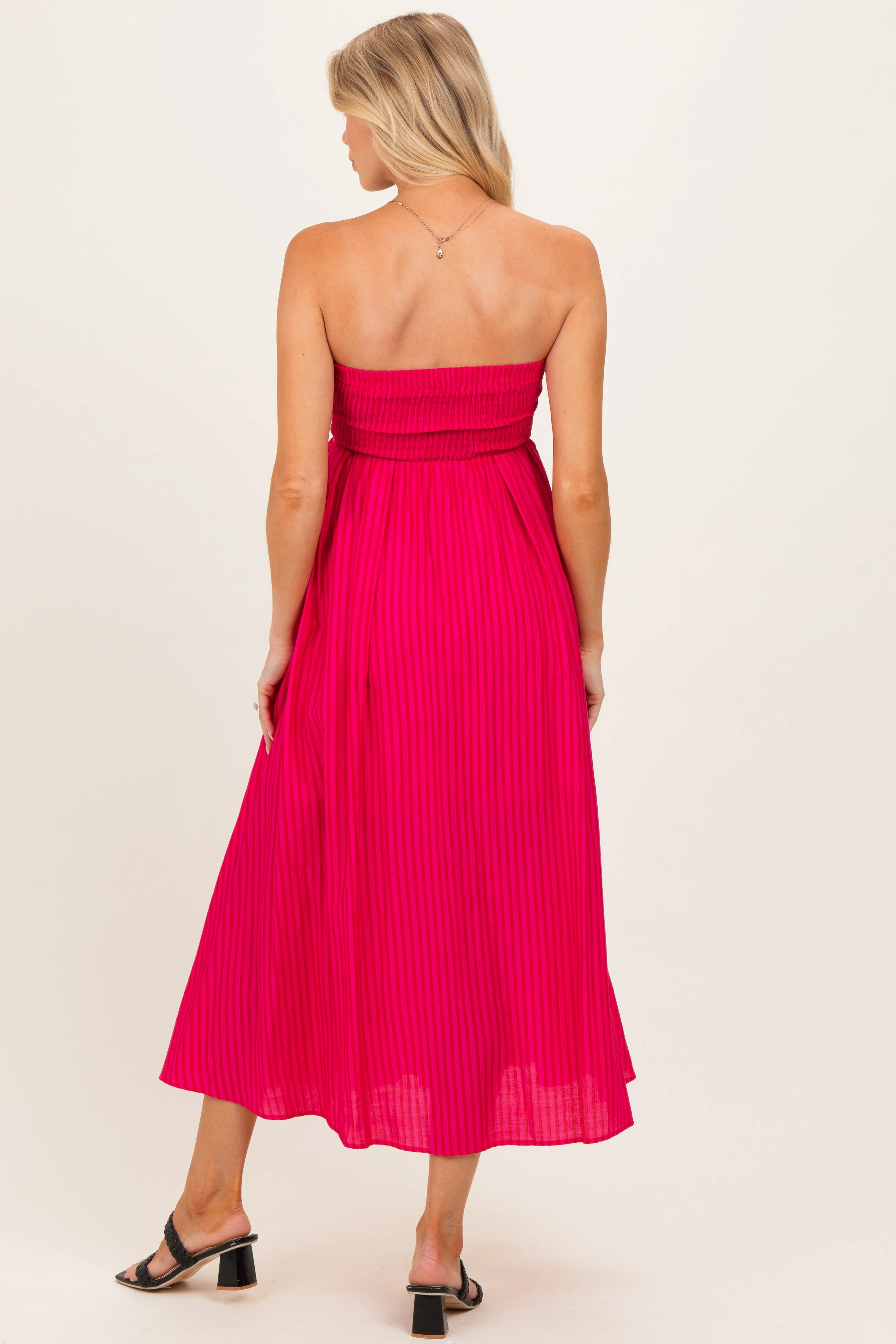 Hot Pink Striped Strapless Maternity Maxi Dress sold by Pinkblush product image thumbnail 4