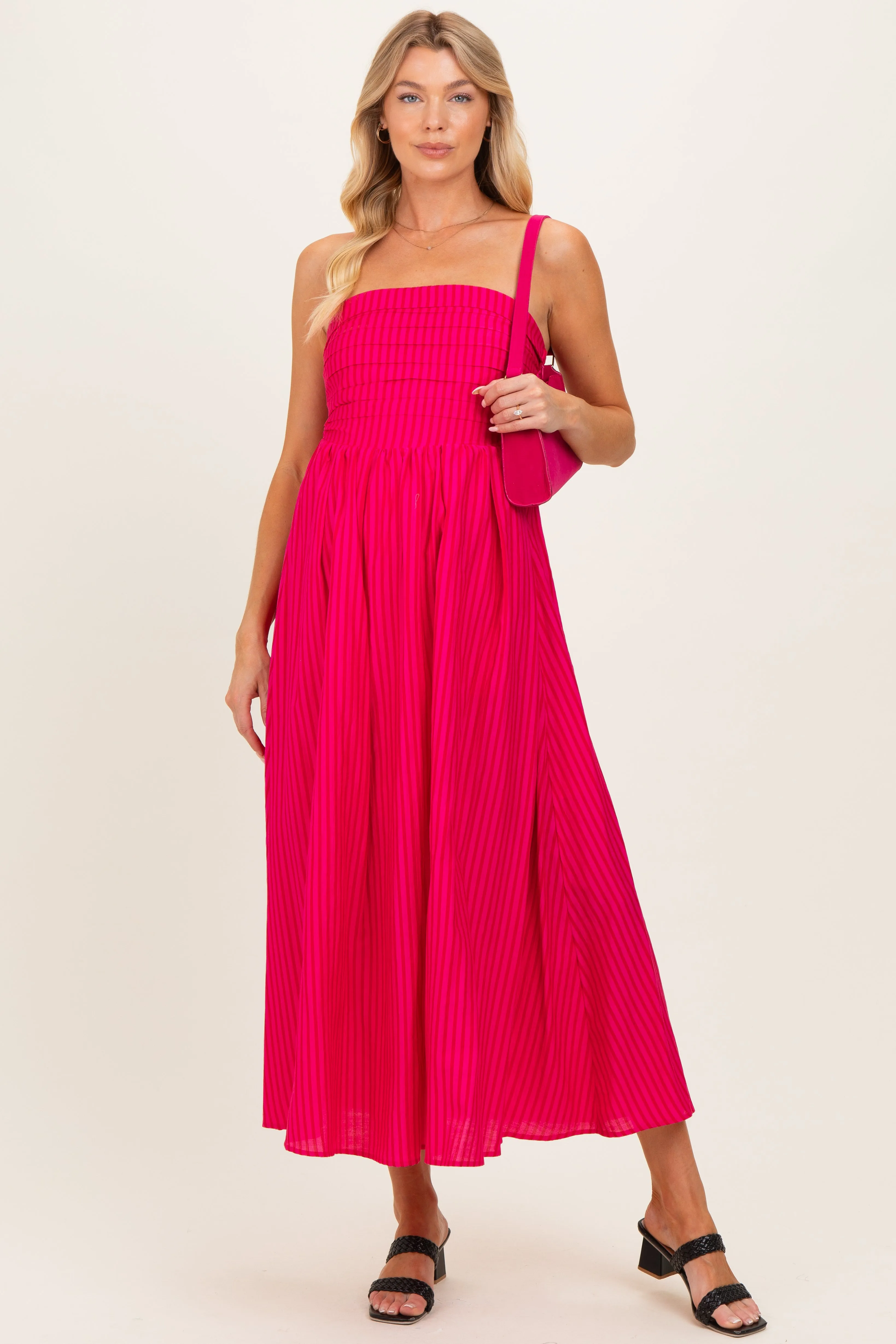 Hot Pink Striped Strapless Maternity Maxi Dress sold by Pinkblush product image thumbnail 2