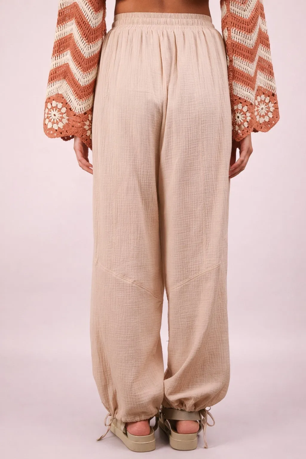 Natural Gauze Cinched Hem Pants sold by Pinkblush product image thumbnail 3