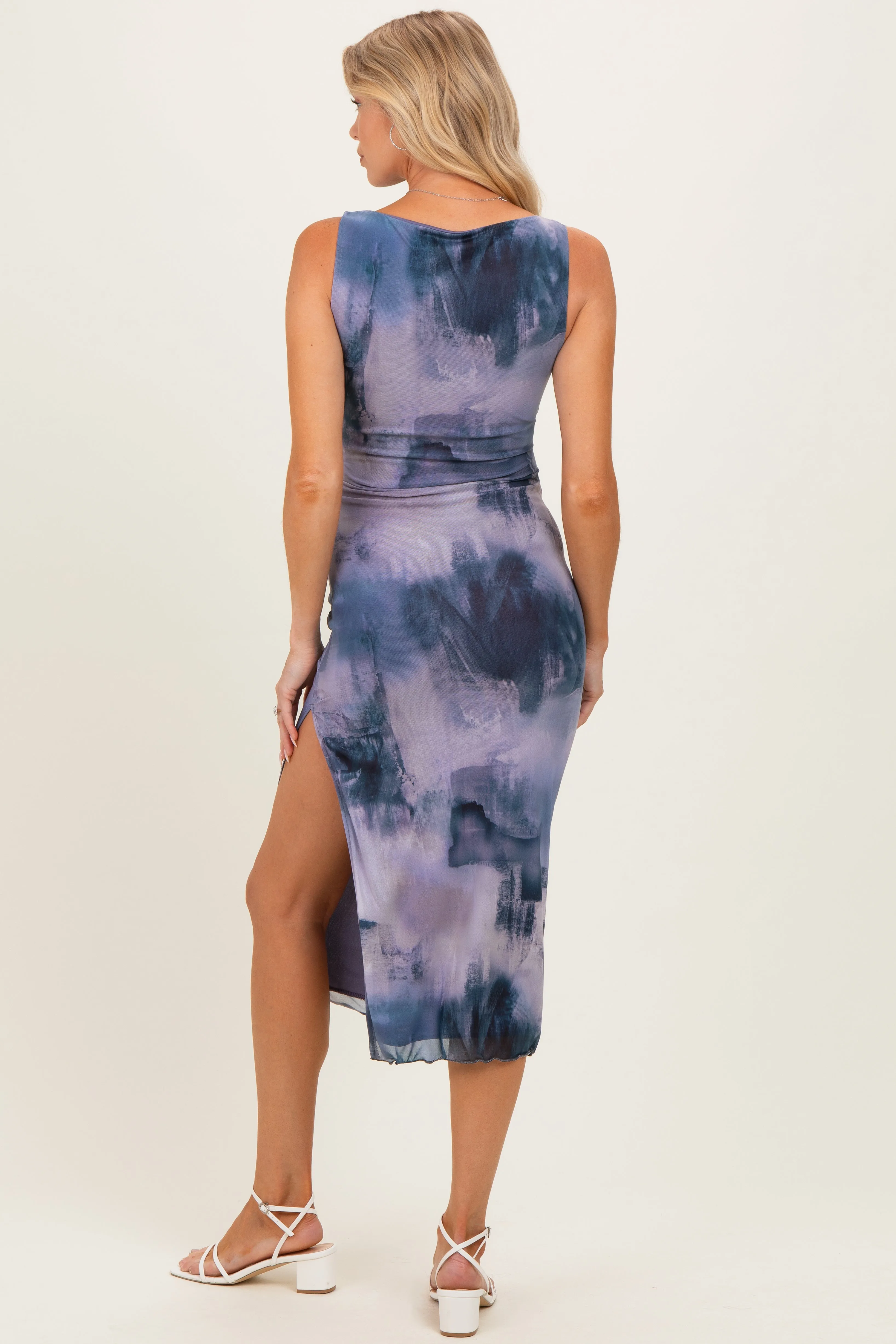 Blue Sleeveless Mesh Maternity Dress sold by Pinkblush product image thumbnail 3