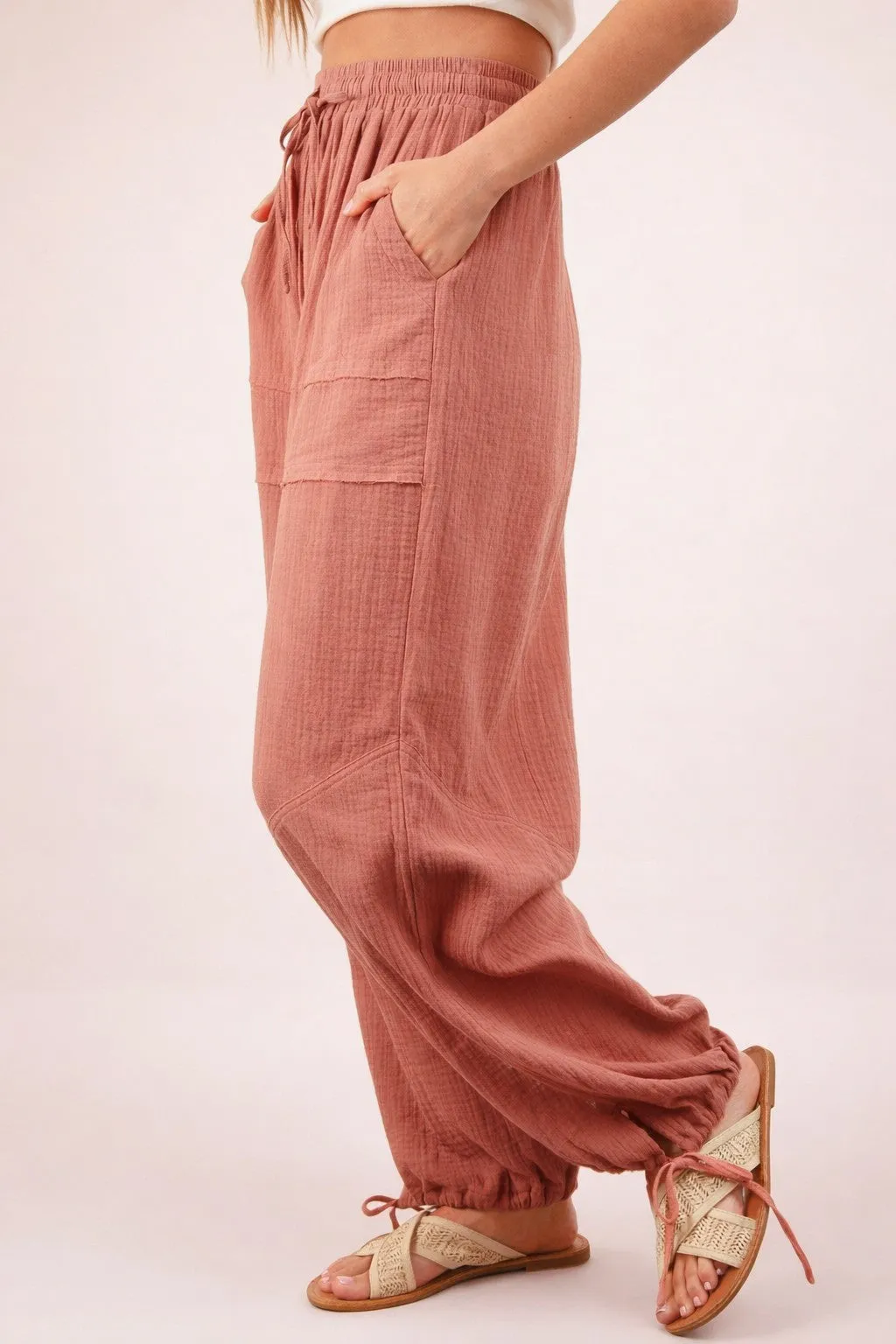 Blush Gauze Cinched Hem Pants sold by Pinkblush product image thumbnail 2