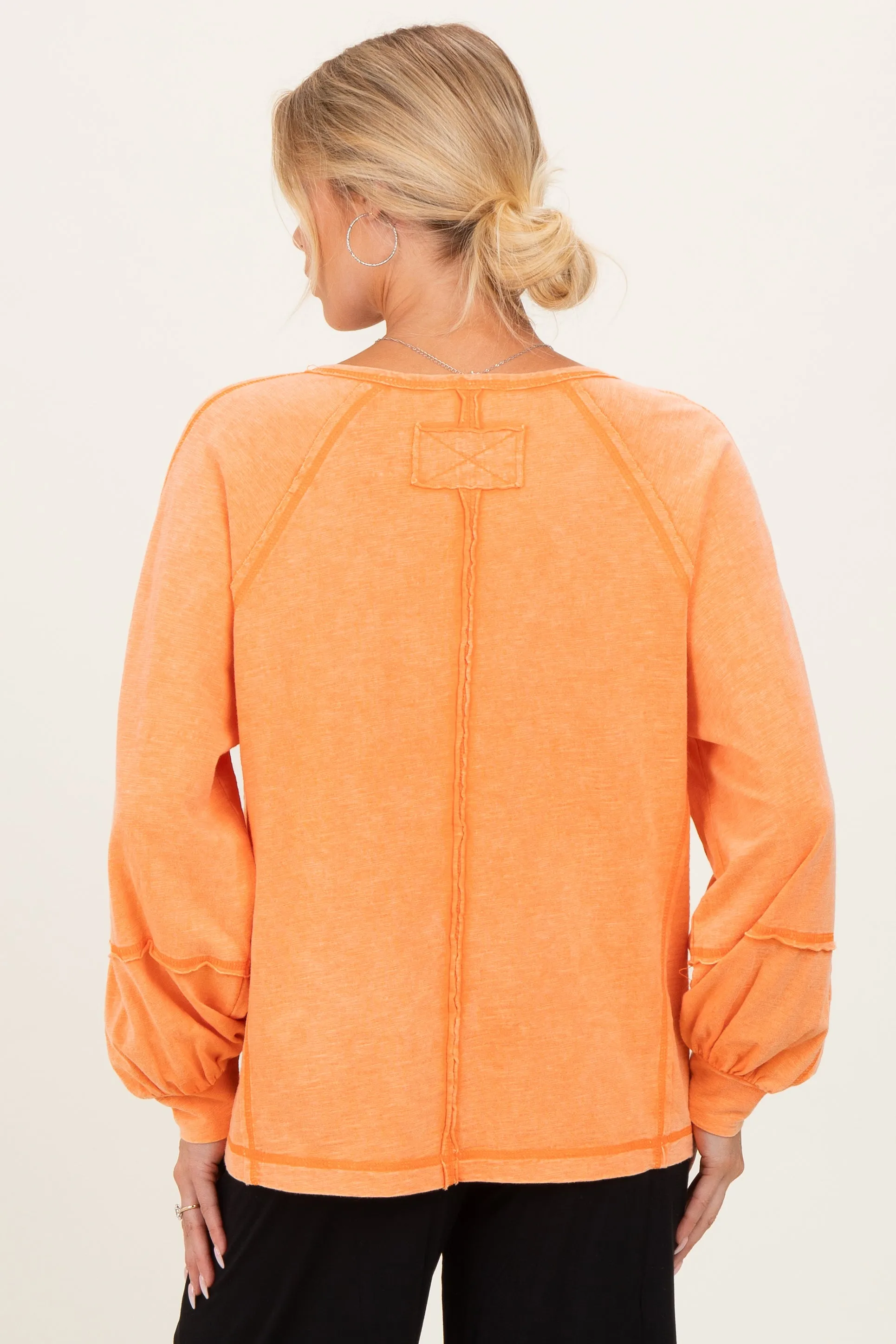 Citrus Orange Mineral Wash Exposed Seam Maternity Top sold by Pinkblush product image thumbnail 4