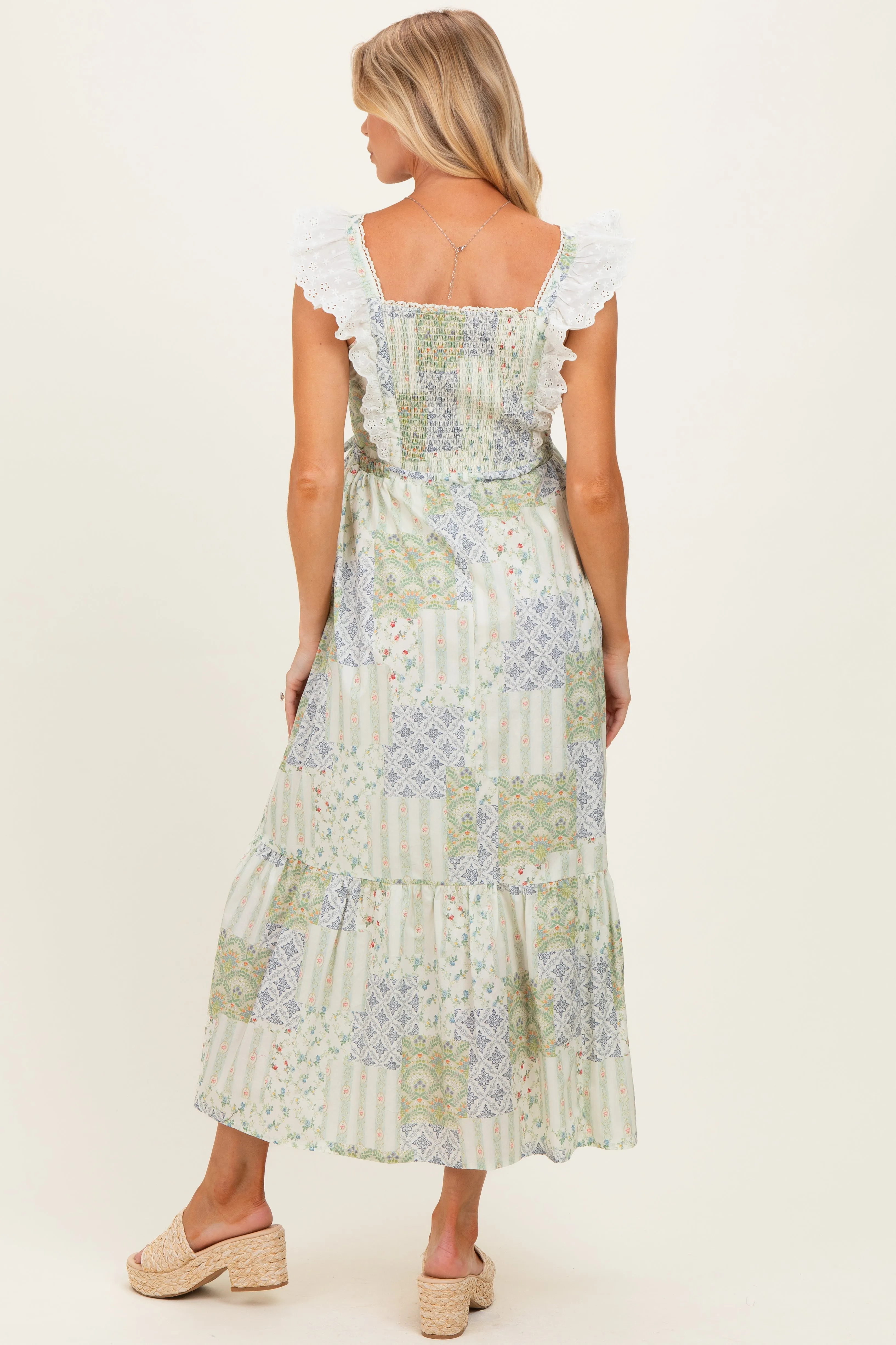 Multicolor Patchwork Print Maternity Apron Dress sold by Pinkblush product image thumbnail 3