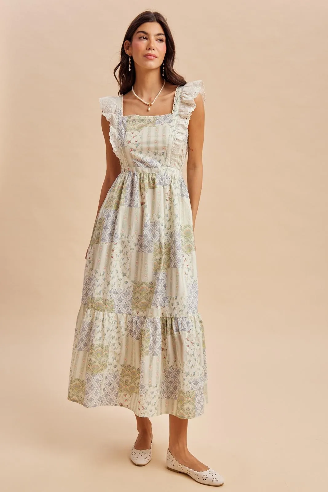 Multicolor Patchwork Print Maternity Apron Dress sold by Pinkblush product image thumbnail 4