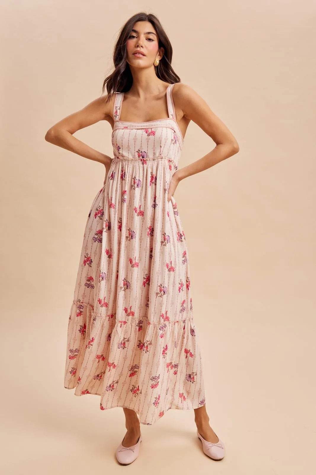 Peach Multi Floral Sleeveless Maternity Maxi Dress sold by Pinkblush product image thumbnail 4