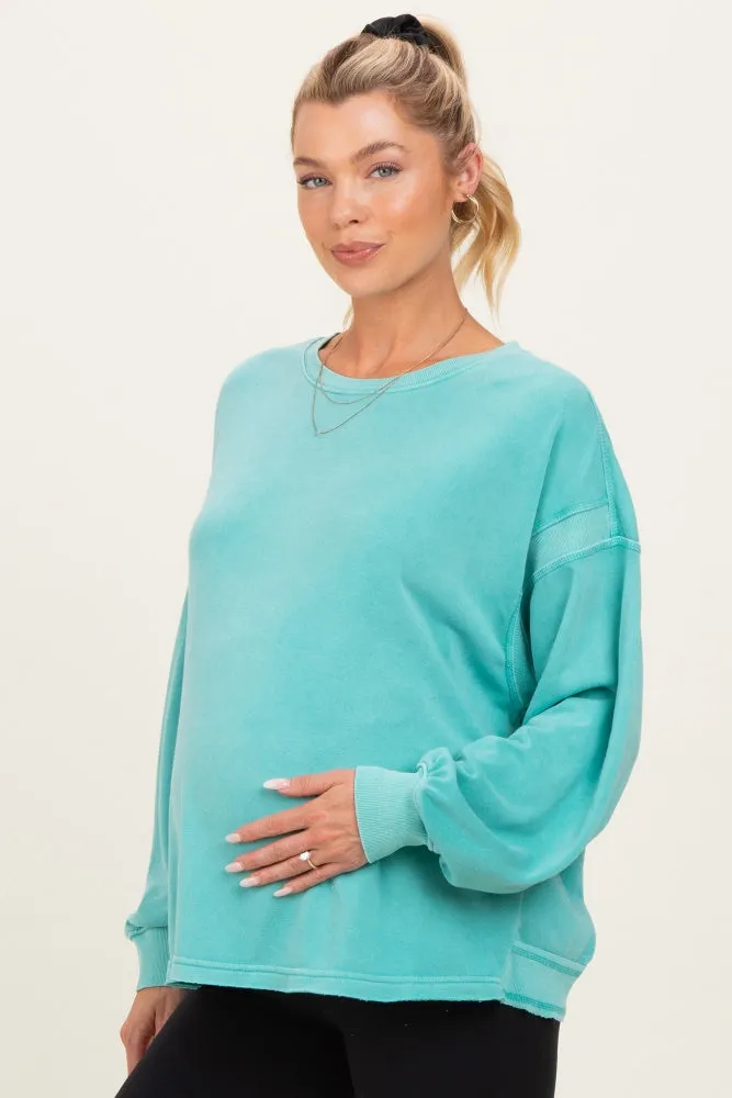 Turquoise Oversized Cutout Back Maternity Sweatshirt sold by Pinkblush product image thumbnail 3
