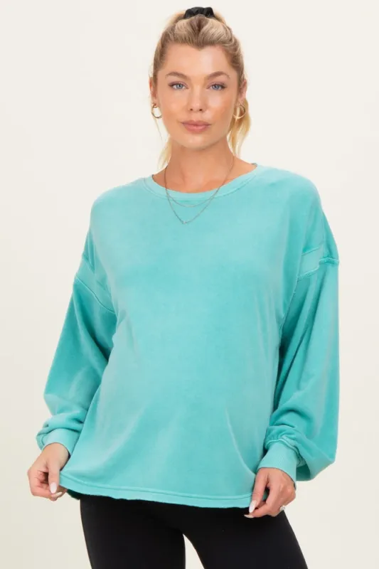 Turquoise Oversized Cutout Back Maternity Sweatshirt made by HYFVE