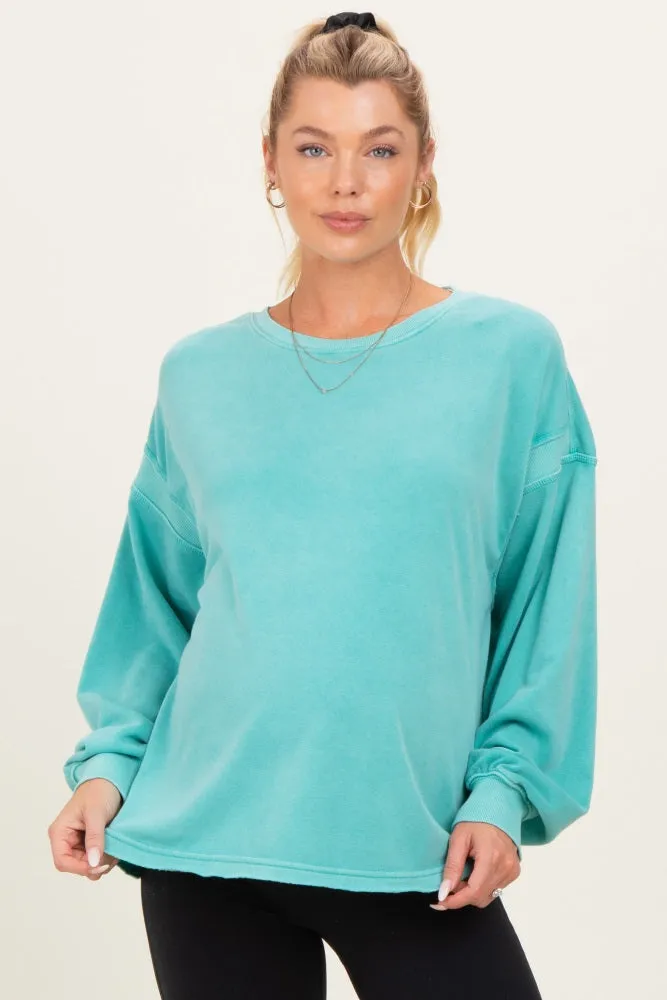 Turquoise Oversized Cutout Back Maternity Sweatshirt sold by Pinkblush