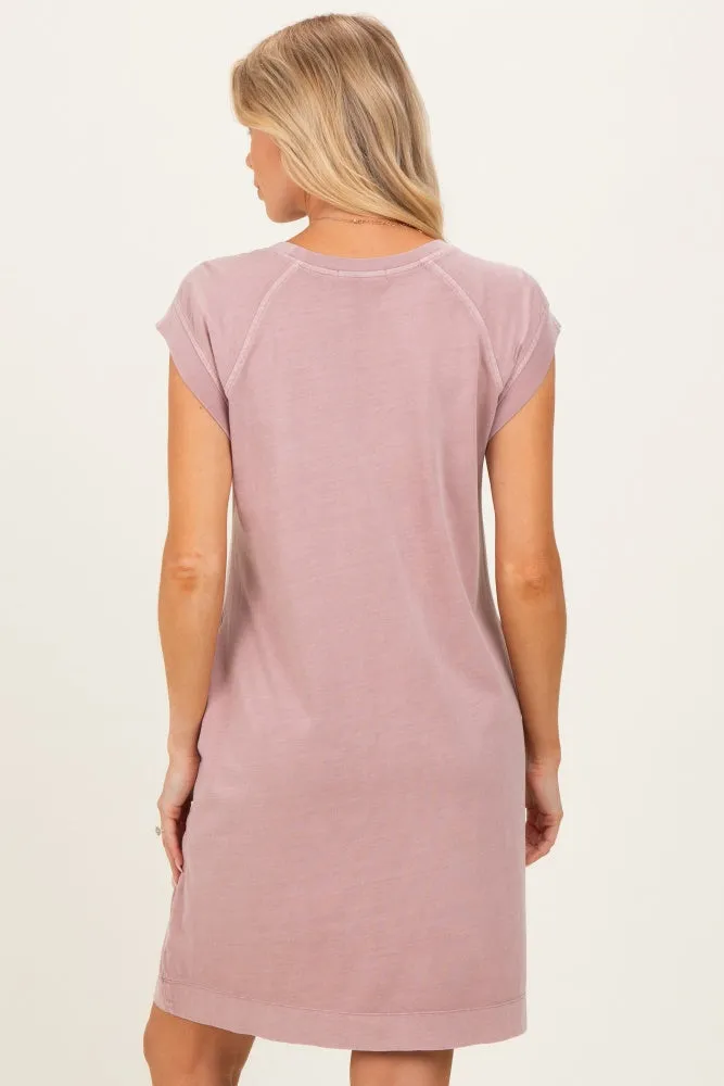 Pink Garment Washed Casual Capped Sleeve Maternity Dress sold by Pinkblush product image thumbnail 3
