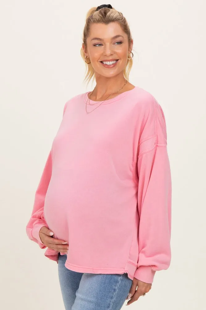 Pink Oversized Cutout Back Maternity Sweatshirt sold by Pinkblush product image thumbnail 4