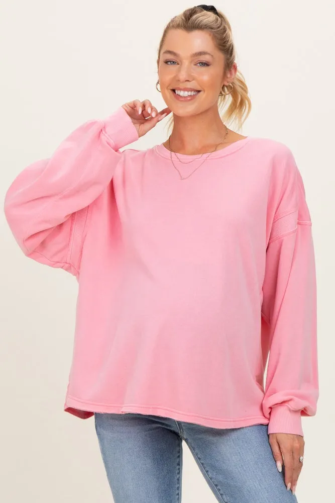 Pink Oversized Cutout Back Maternity Sweatshirt sold by Pinkblush product image thumbnail 2