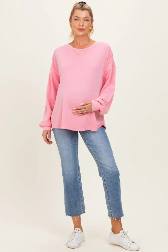 Pink Oversized Cutout Back Maternity Sweatshirt sold by Pinkblush product image thumbnail 3