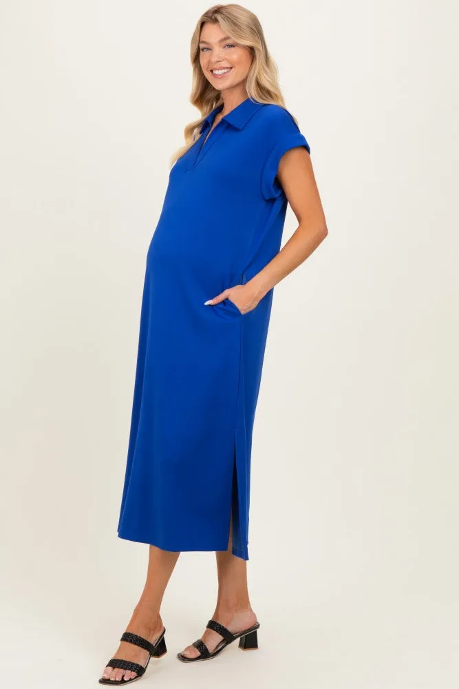 Royal Collared Pocket Maternity Midi Dress sold by Pinkblush product image thumbnail 2