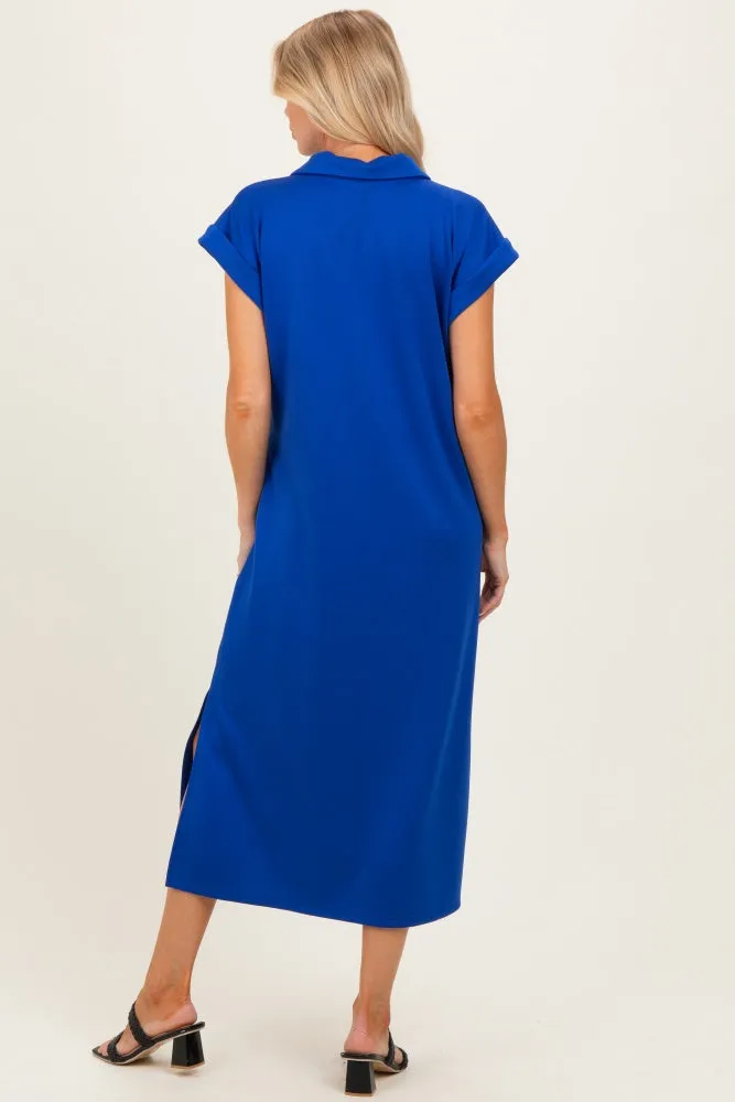 Royal Collared Pocket Maternity Midi Dress sold by Pinkblush product image thumbnail 3