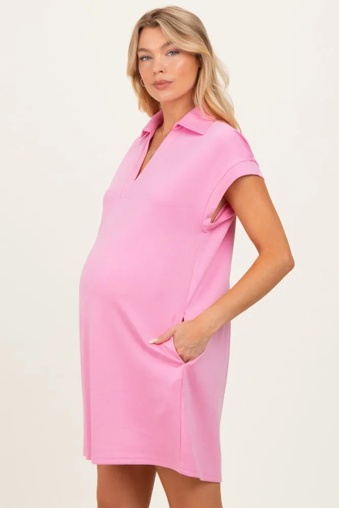 Pink Collared Maternity Pocket Dress sold by Pinkblush product image thumbnail 4