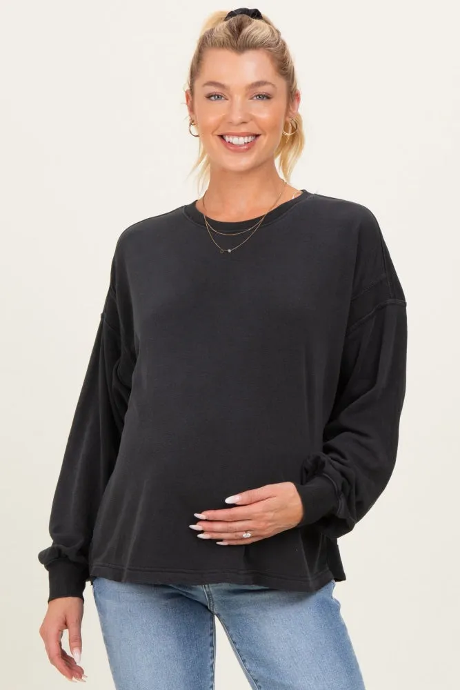 Black Oversized Cutout Back Maternity Sweatshirt sold by Pinkblush